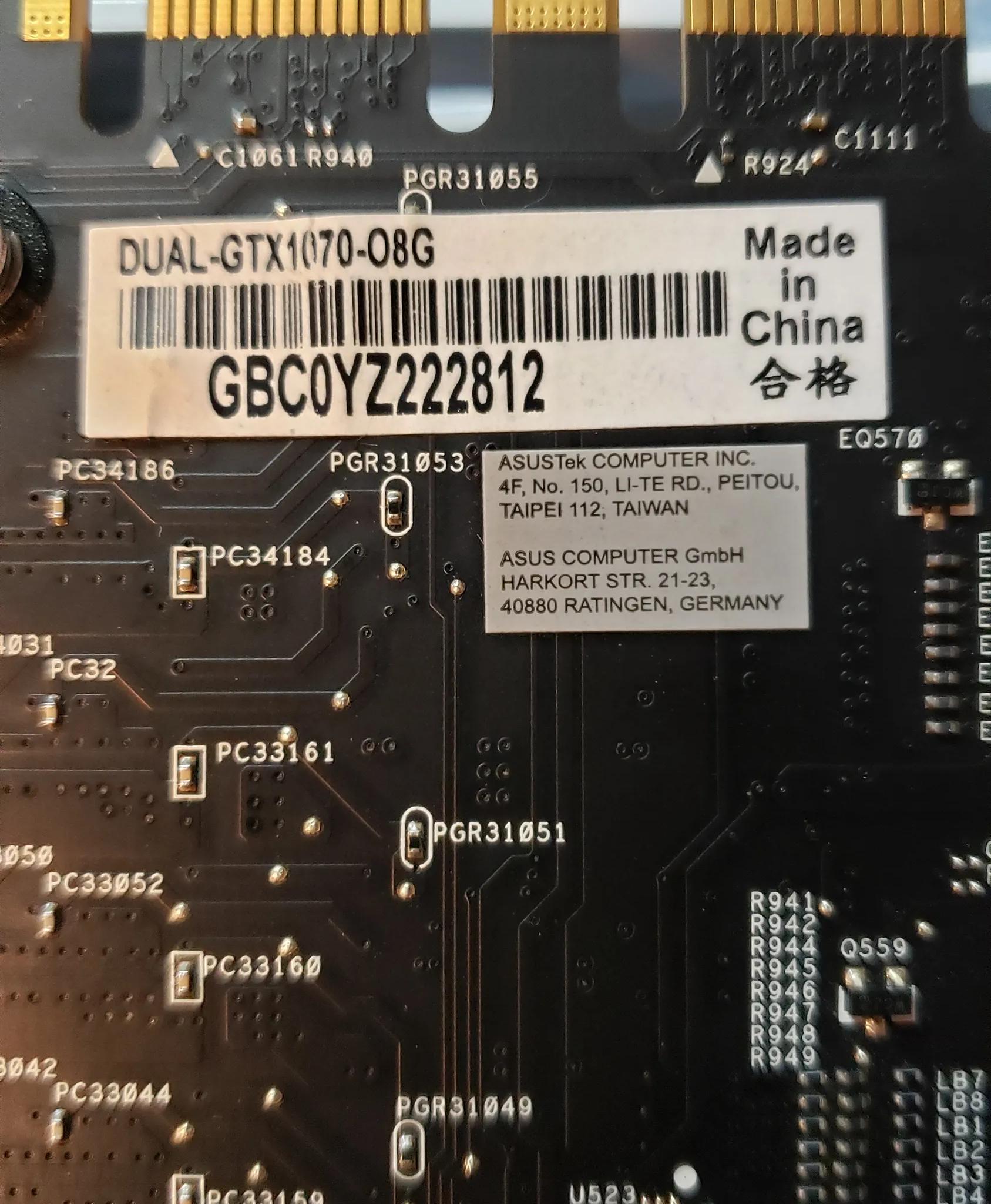 Asus DUAL GTX 1070 graphics card