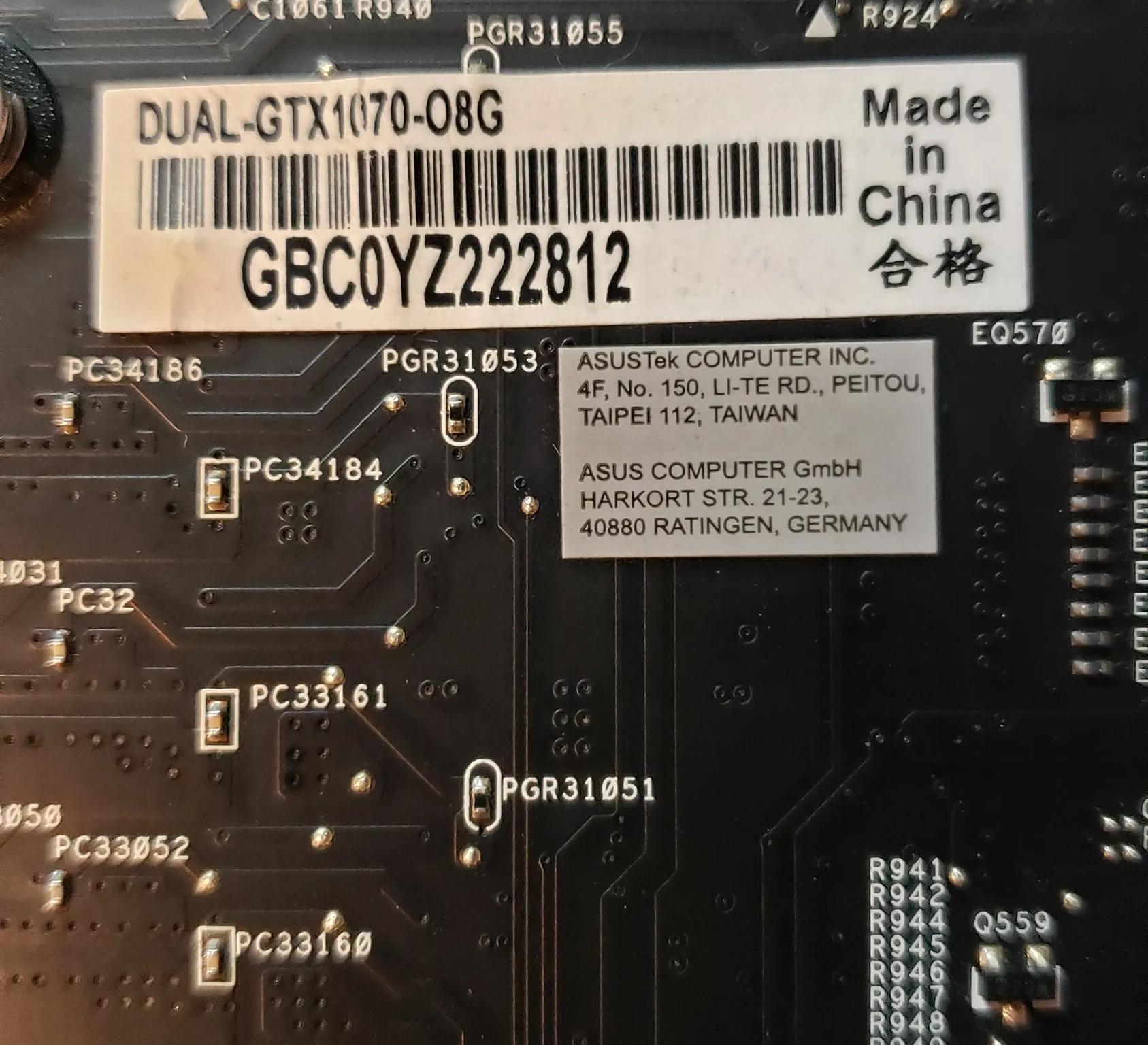 Asus DUAL GTX 1070 graphics card