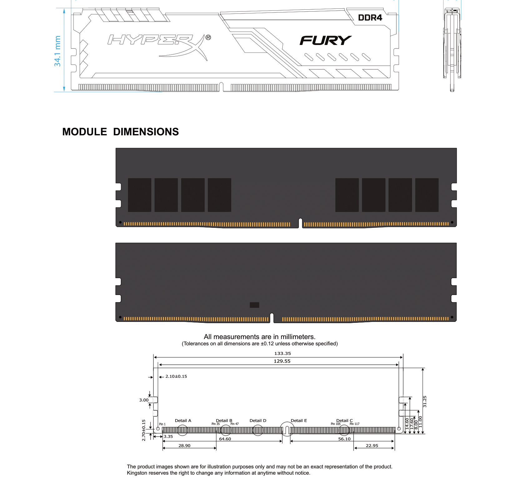 Kingston HyperX Fury 16GB (2x8GB) DDR4 3200MHz CL16 Desktop RAM Kit  HX432C16FB3K2/16