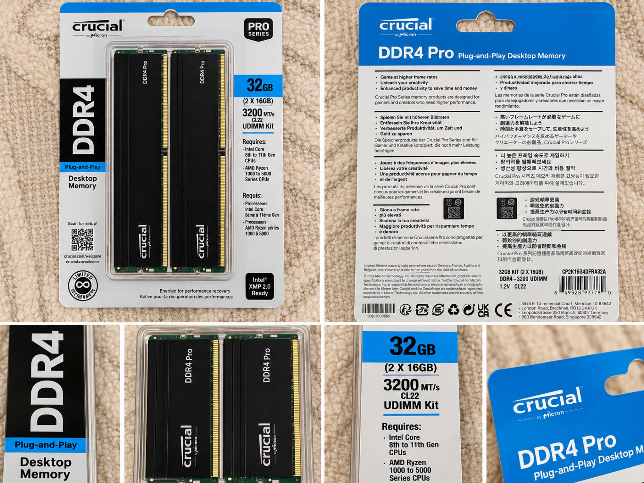 Crucial Pro DDR4 Desktop Memory 32GB DDR4-3200 (2x16GB)