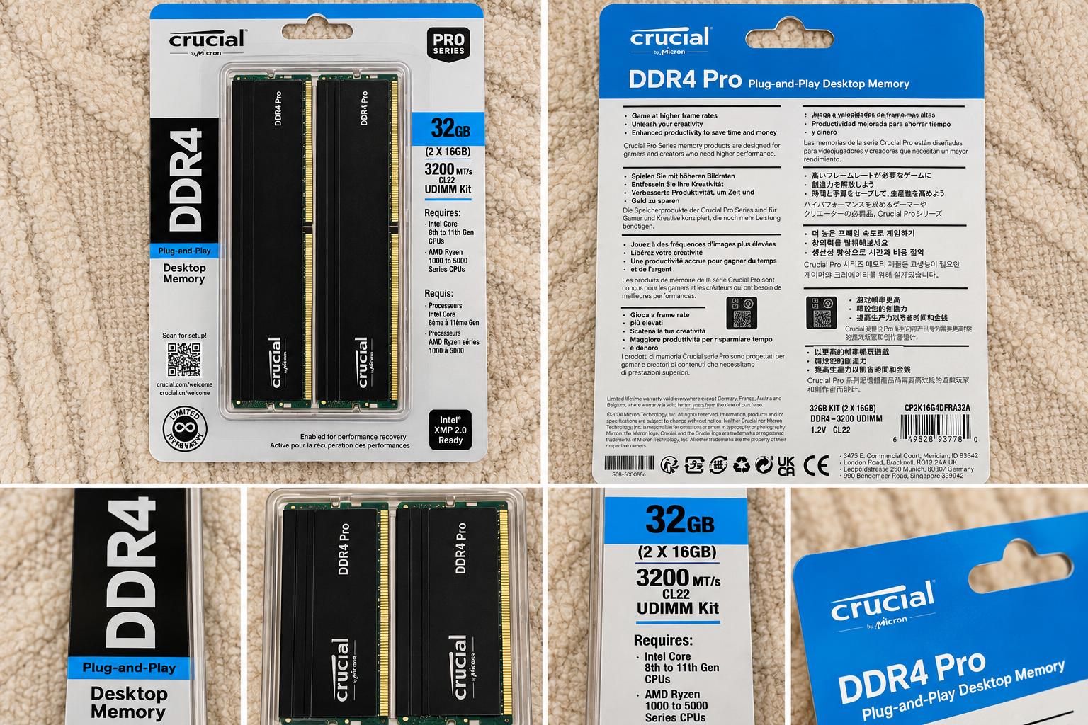 Crucial Pro DDR4 Desktop Memory 32GB DDR4-3200 (2x16GB)