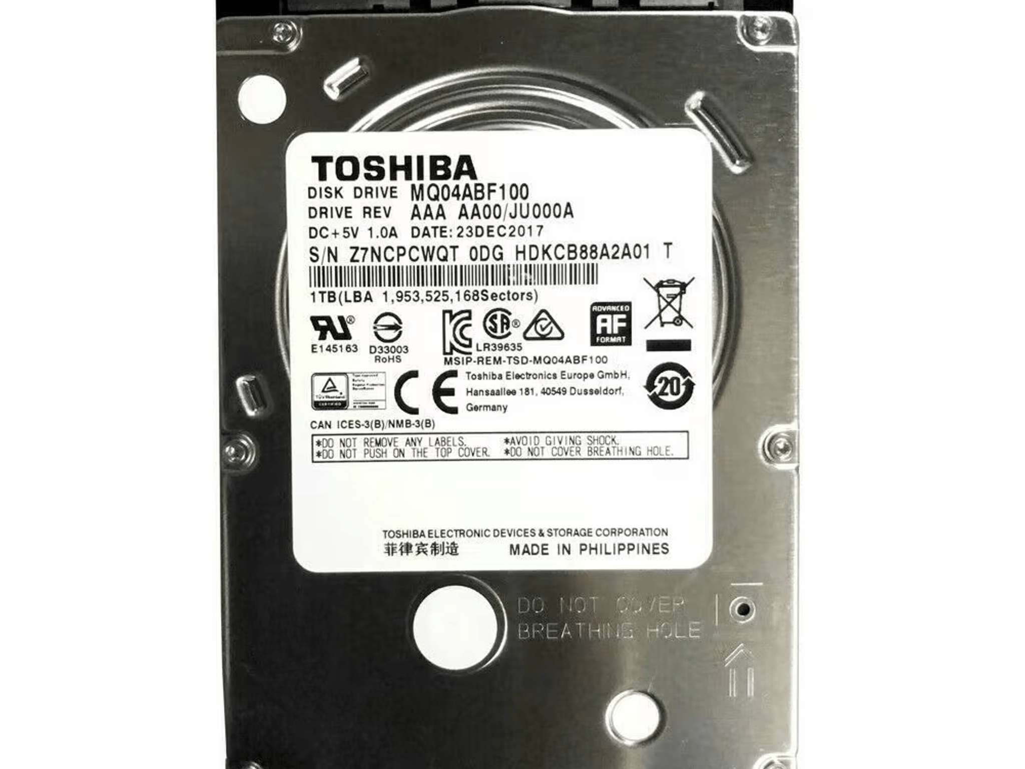Toshiba 1TB 5400RPM 2.5" SATA III Thin 7mm Hard Drive
