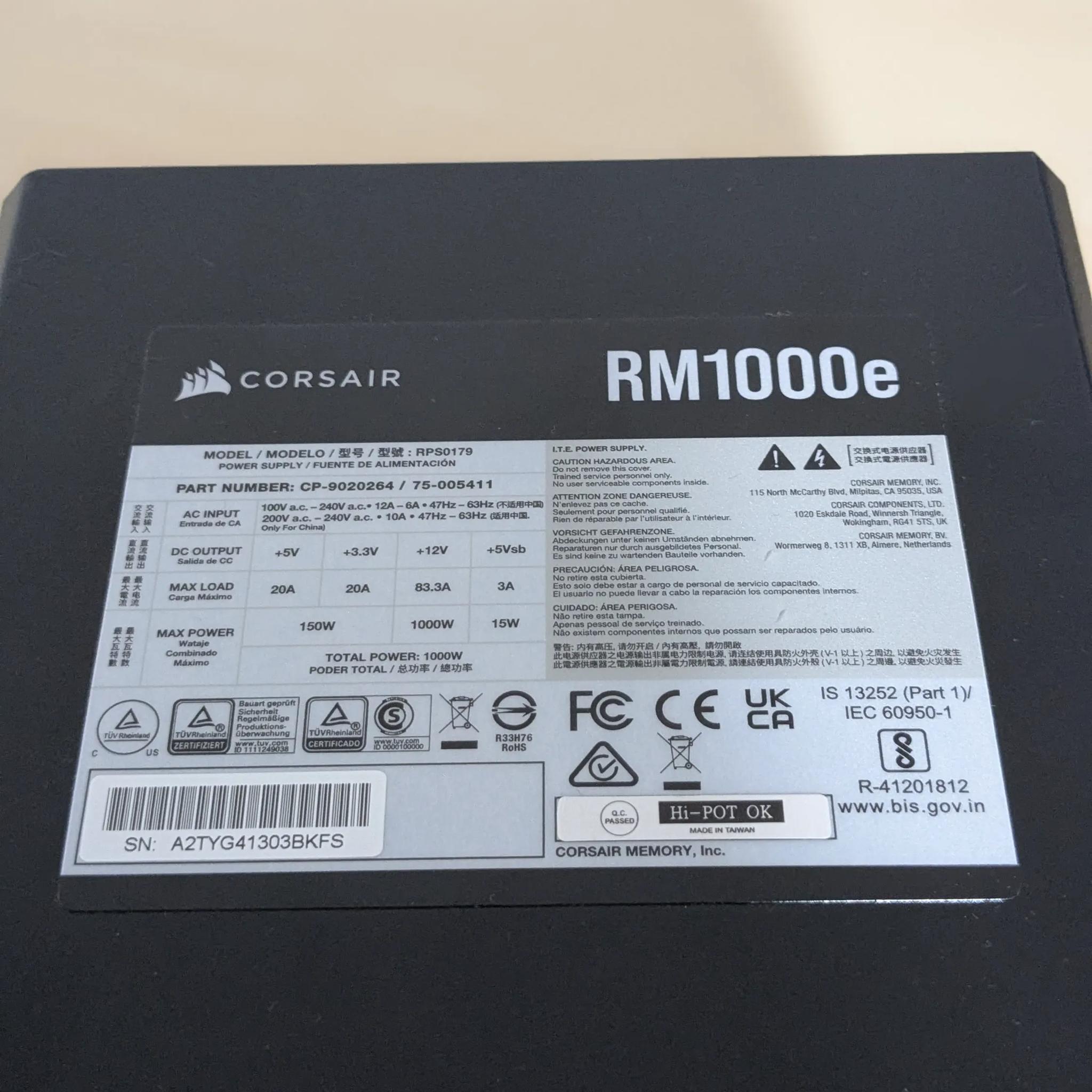 Corsair 1000W Fully Modular Power Supply