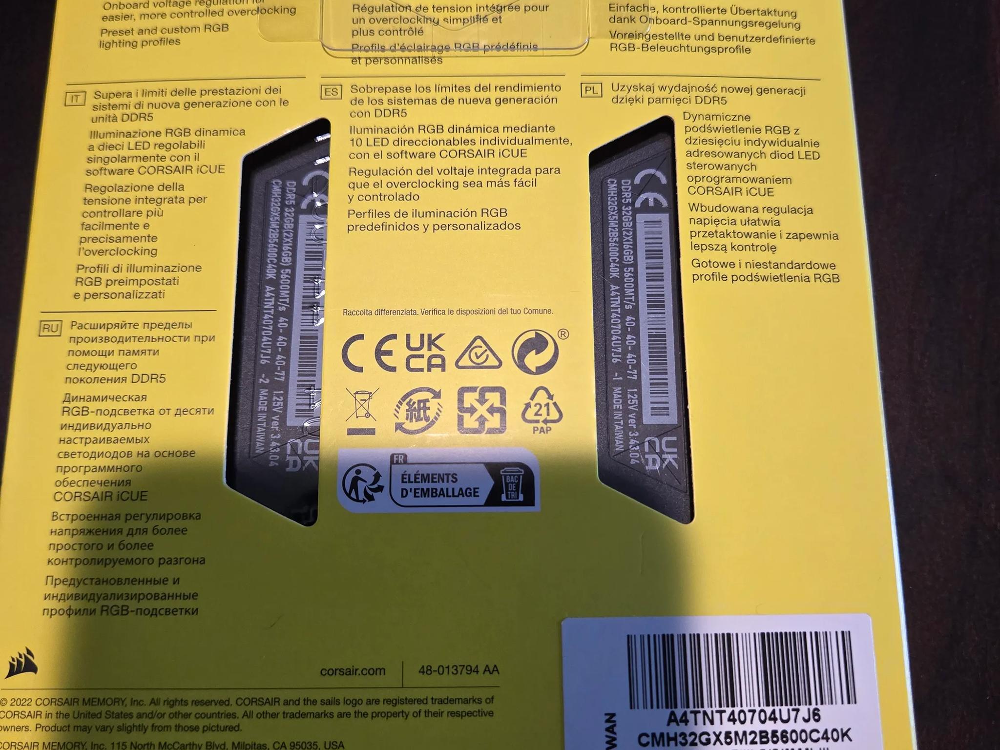 Corsair Vengeance RGB DDR5 32GB (16GBx2)