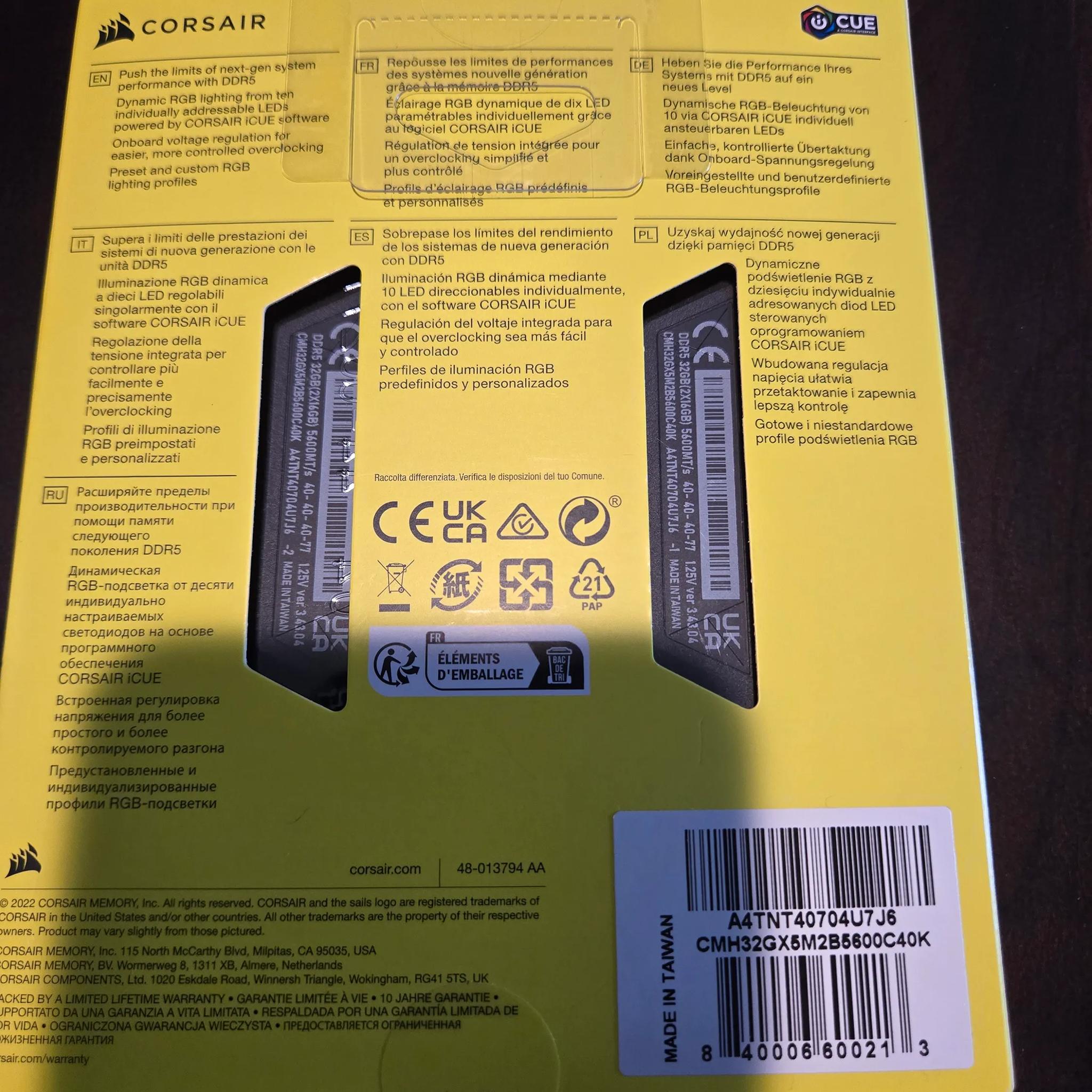 Corsair Vengeance RGB DDR5 32GB (16GBx2)