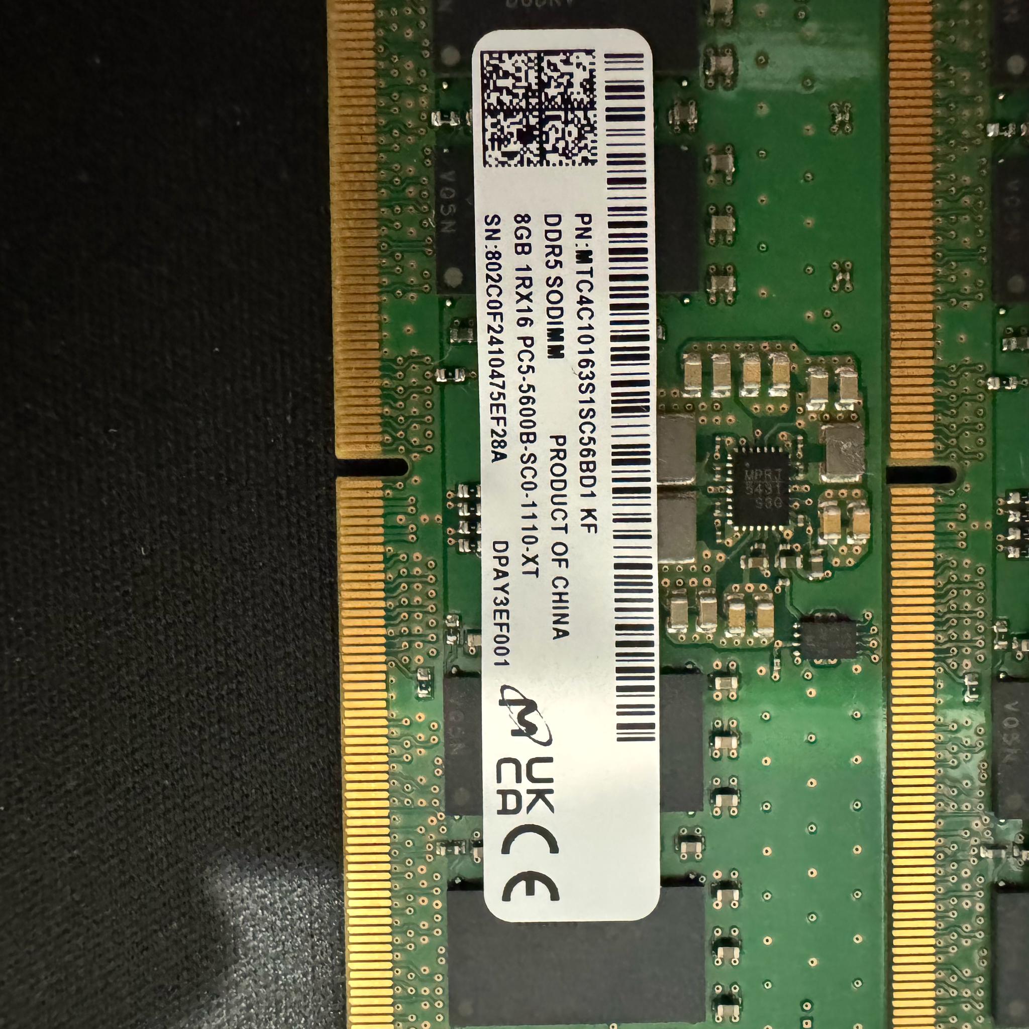Micron 16gb DDR5 Laptop Ram. (2x8gb)