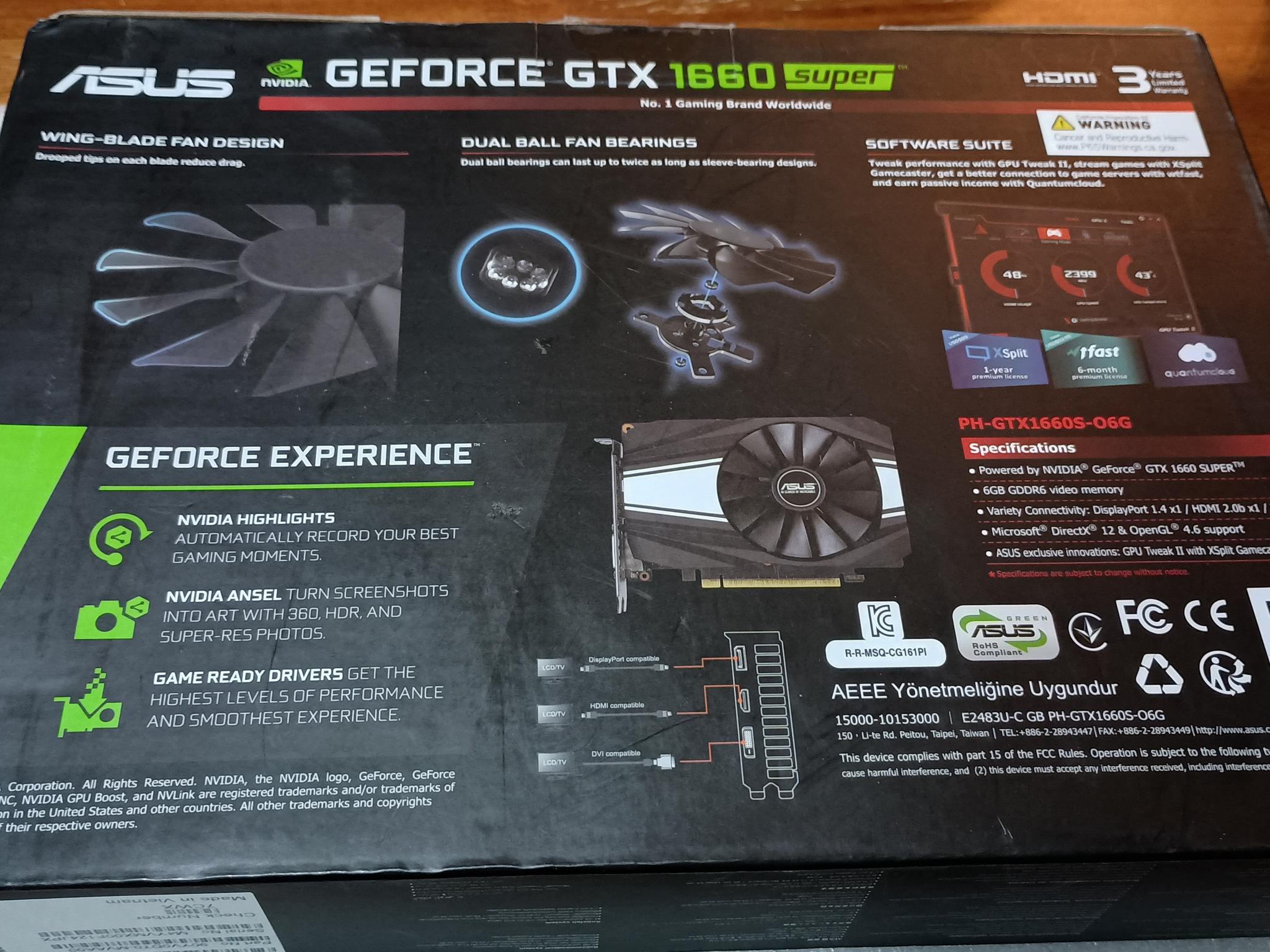 Asus Phoenix OC GeForce GTX 1660 SUPER 6GB