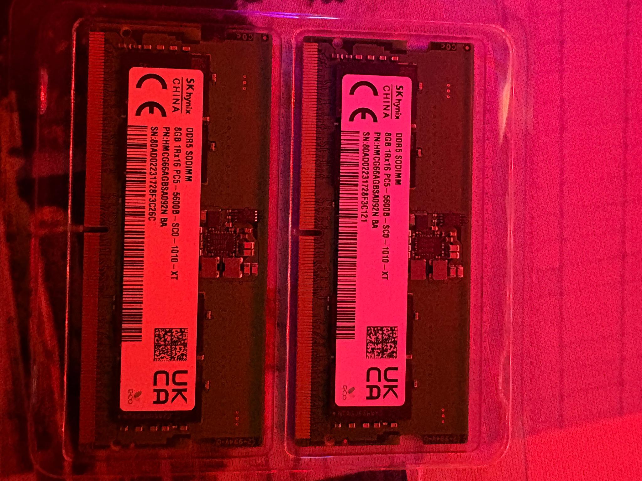 16GB (2x8GB) DDR5 5600MHz PC5-44800 SODIMM Unbuffered Non-ECC 1Rx16 CL46 1.1v SK Hyn(Hynix) Original