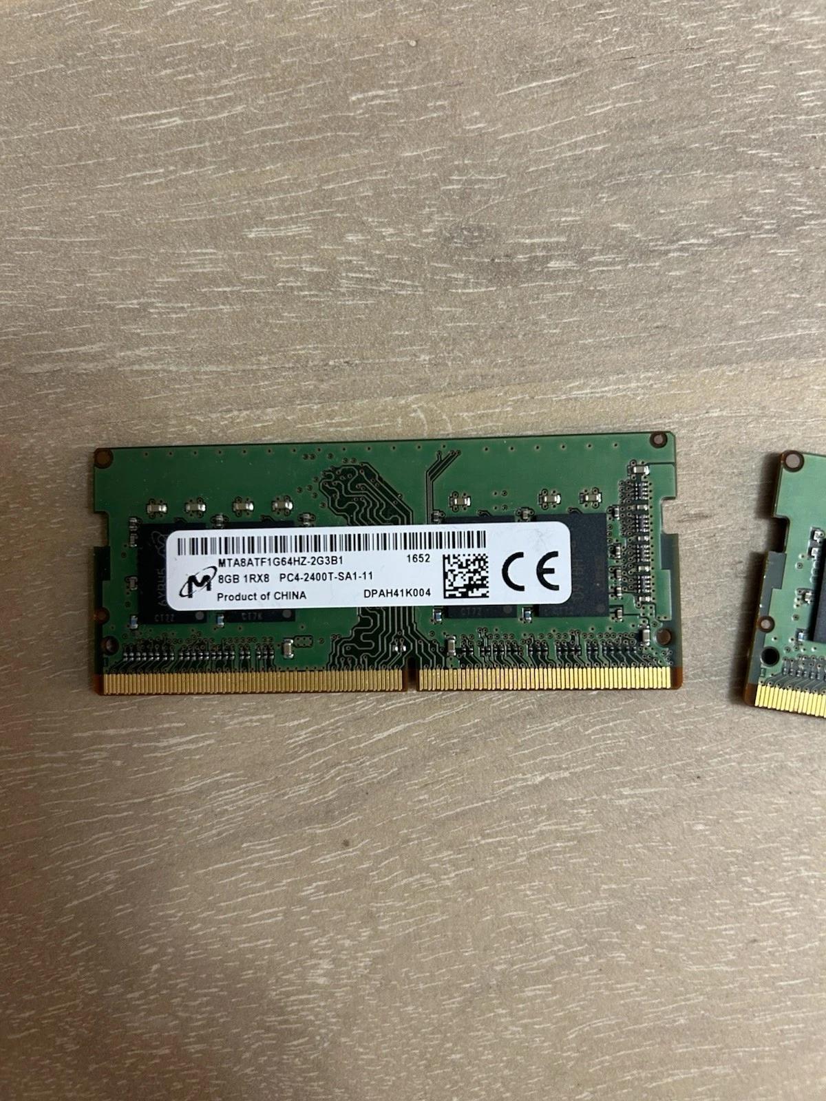 16GB (2x8GB) Micron DDR4 SODIMM Laptop RAM PC4-2400T1Rx8 MTA8ATF1G64HZ