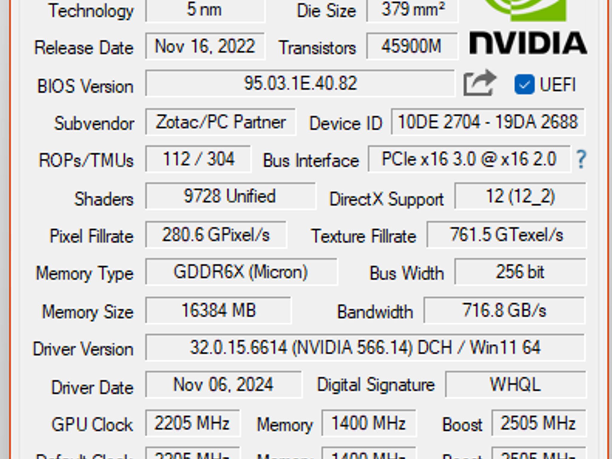 Zotac NVIDIA GeForce RTX 4080 Trinity Triple Fan 16GB GDDR6X PCIe 4.0 Graphics Card