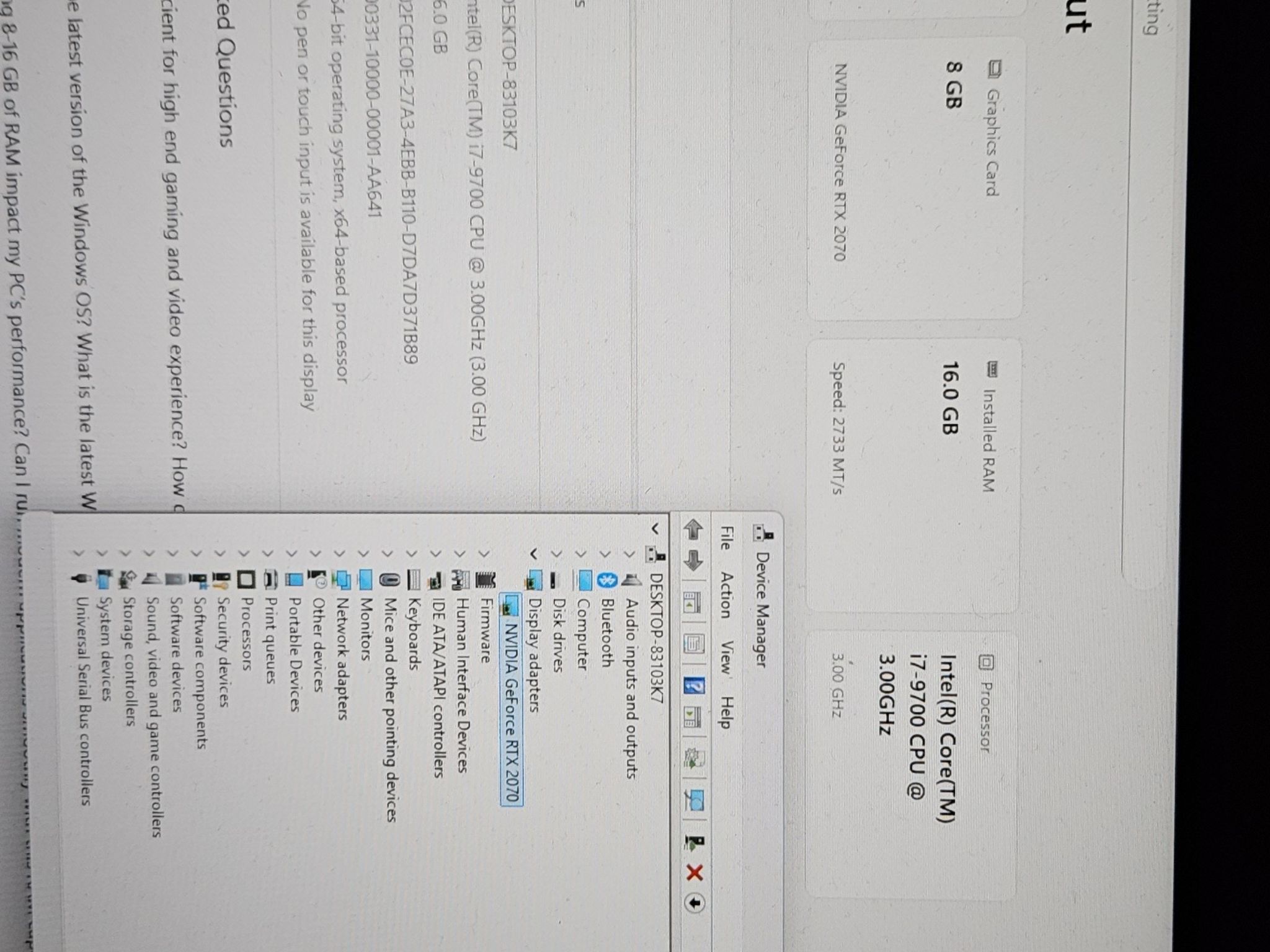 I7 RTX 2070 16GB ram 1TB SSD/NVME 1080p Gaming