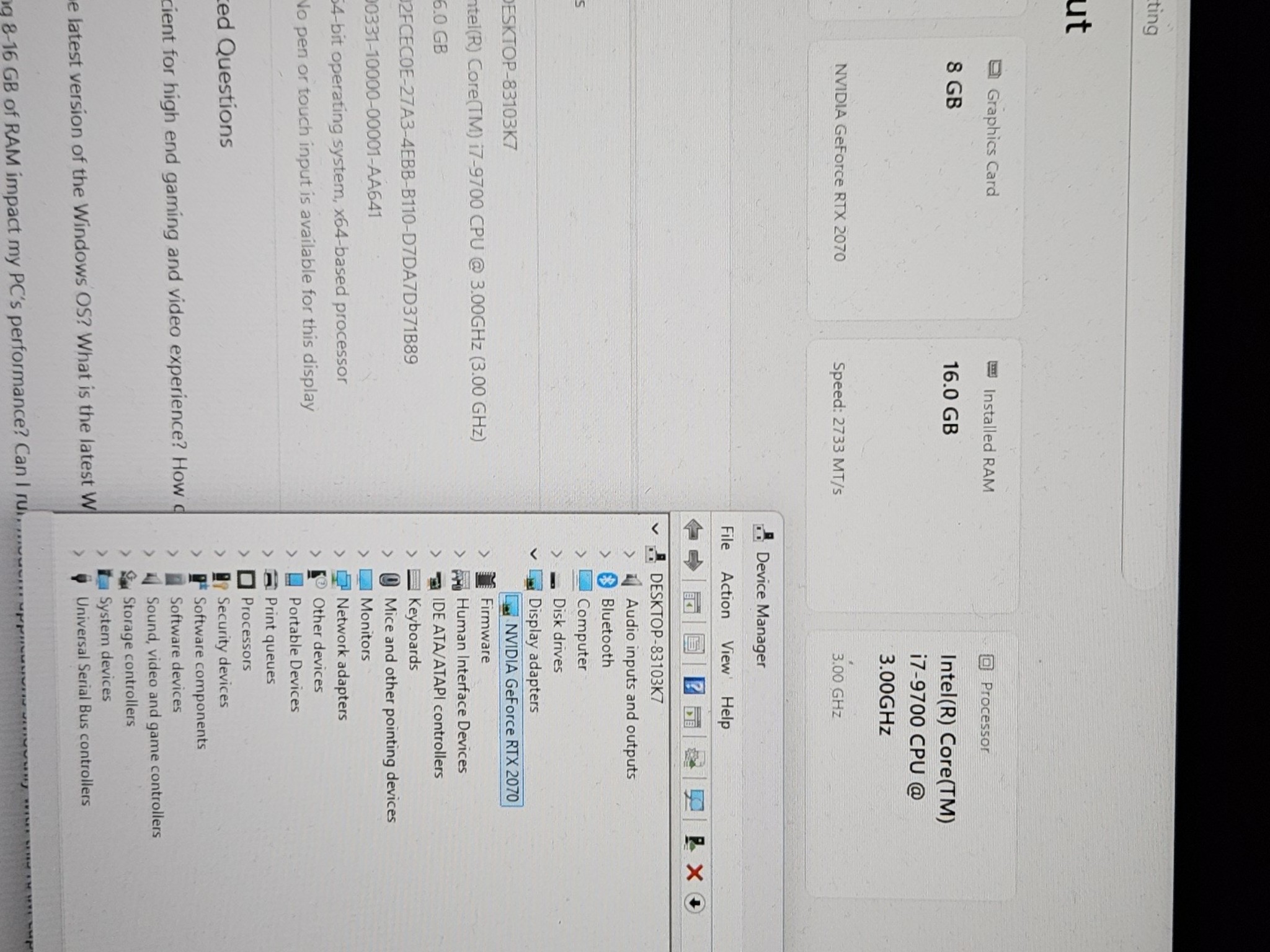 I7 RTX 2070 16GB ram 1TB SSD/NVME 1080p Gaming