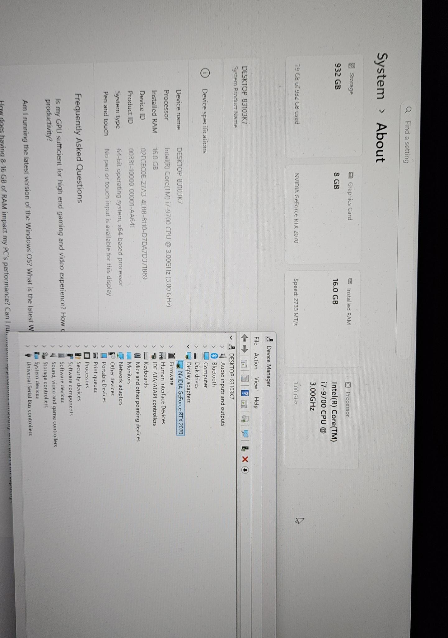 I7 RTX 2070 16GB ram 1TB SSD/NVME 1080p Gaming