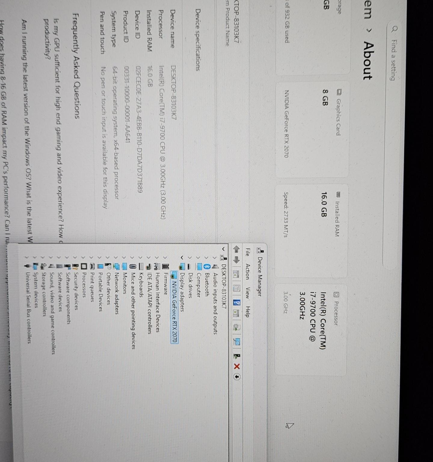 I7 RTX 2070 16GB ram 1TB SSD/NVME 1080p Gaming