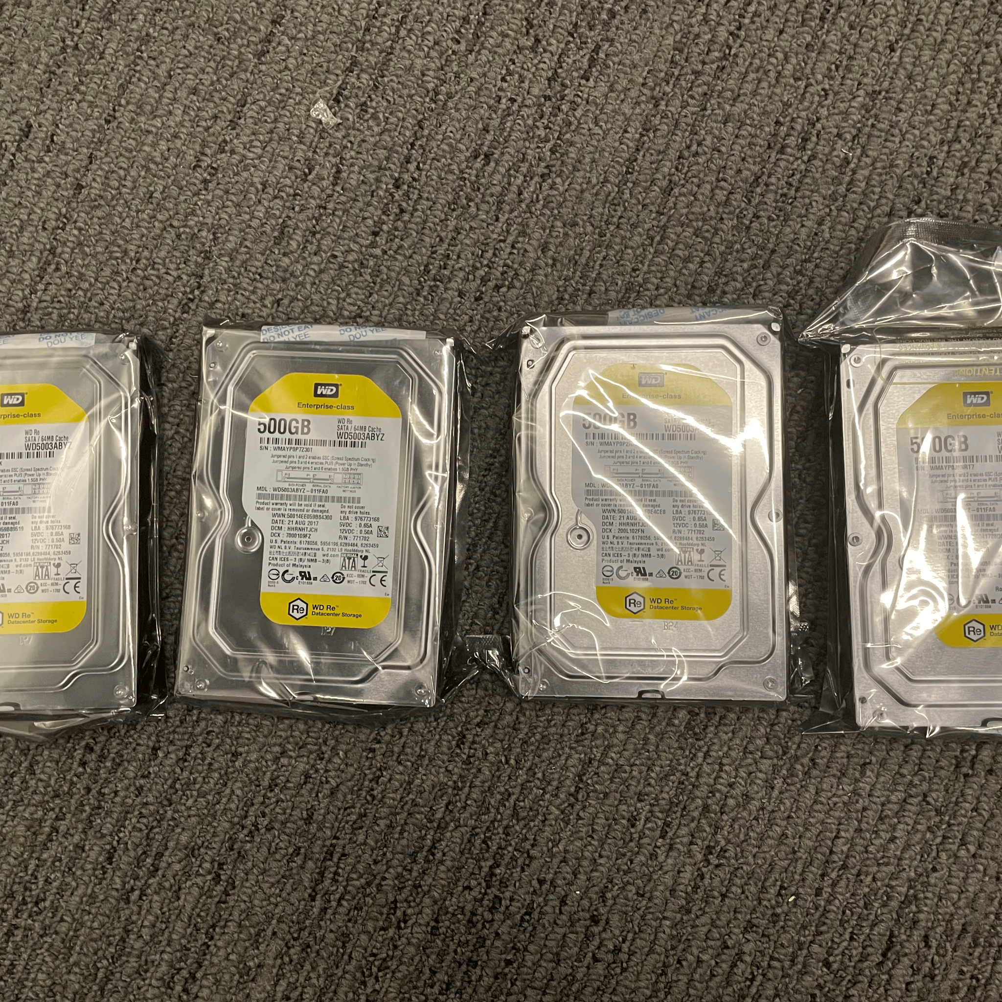 4x qty, Western Digital RE 500GB, 3.5" 7200RPM HDD, Sealed/New