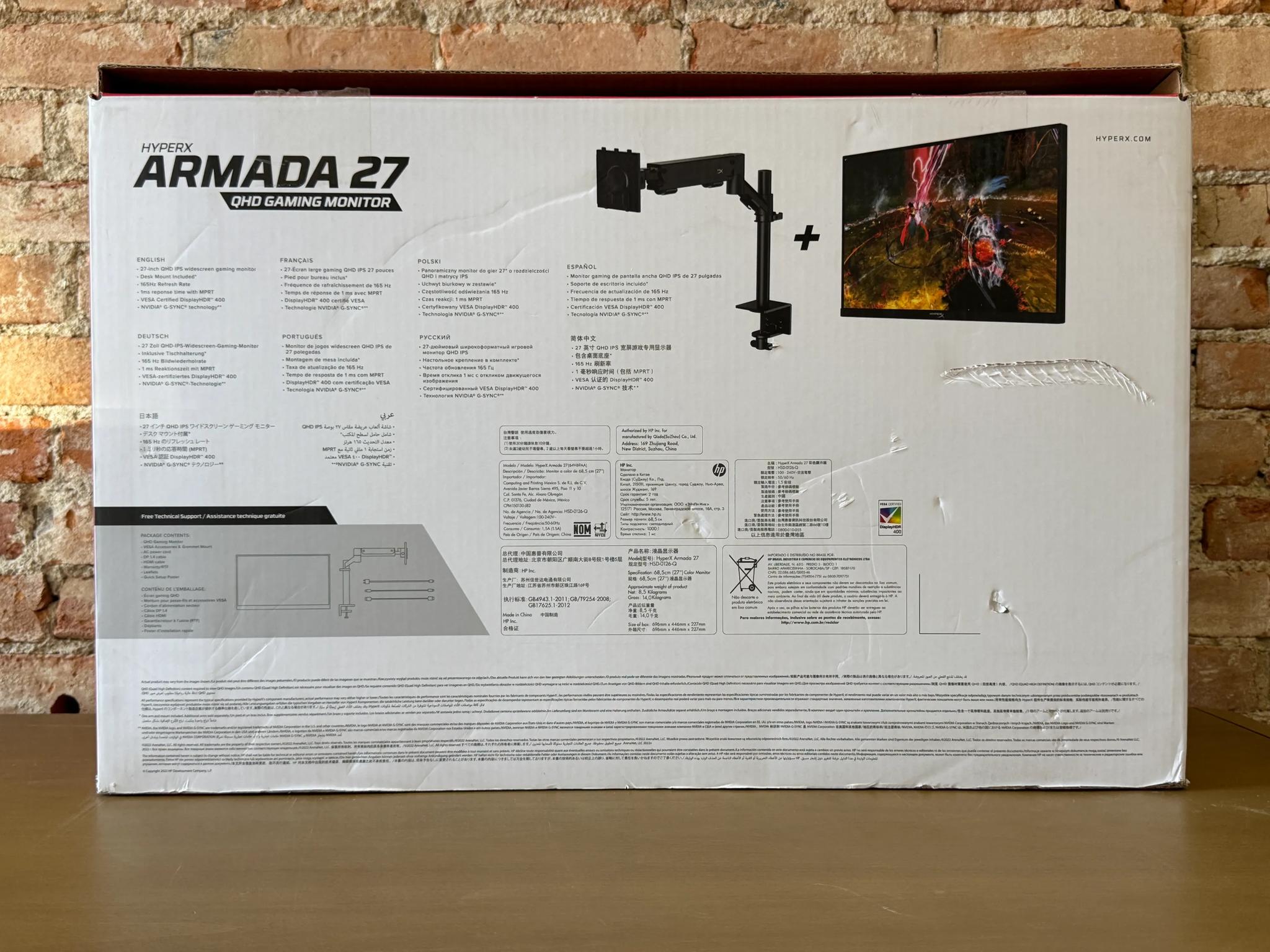 HyperX Armada 27" 2K QHD (2560 x 1440) 165Hz Gaming Monitor (Open Box)