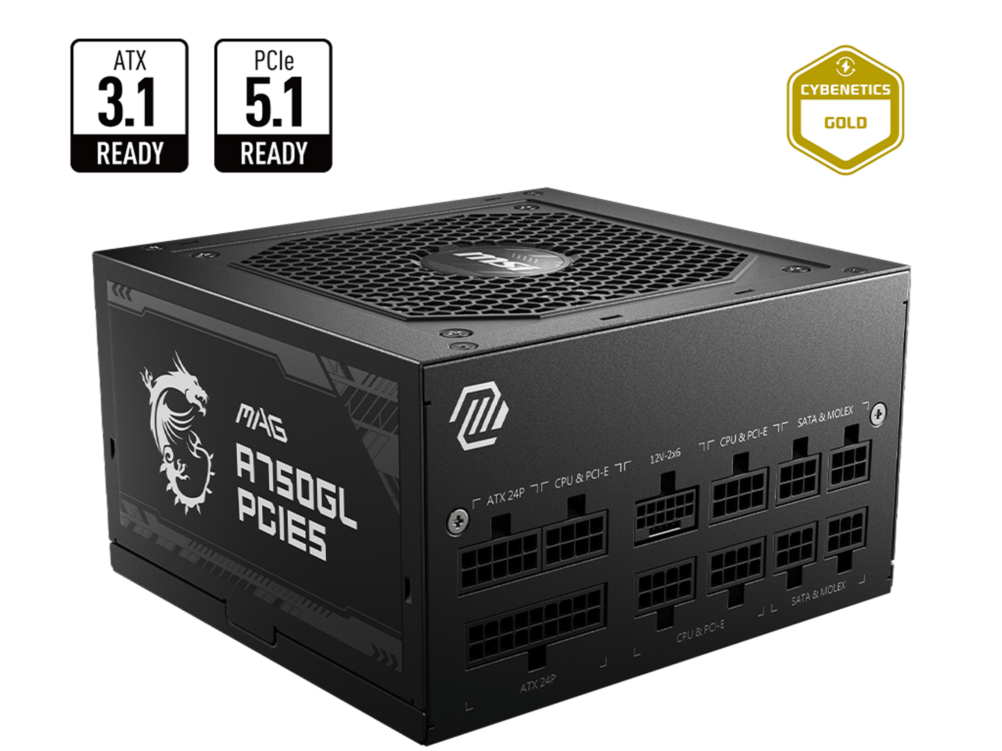MSI MAG A750GL PCIE 5.1 & ATX 3.1 750W Full Modular 80 Plus Gol Power Supply