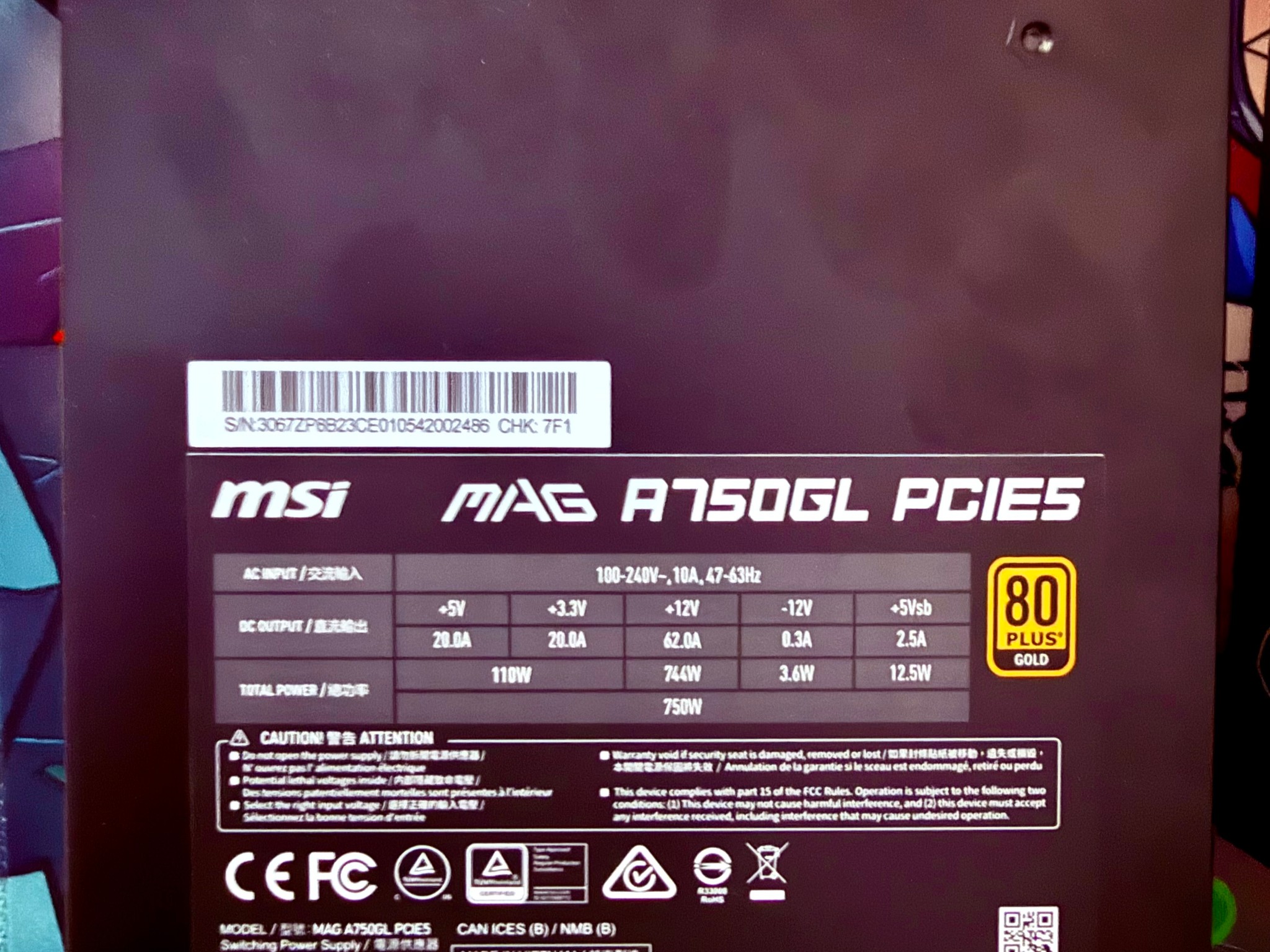 MSI MAG A750GL PCIE5 | Fully Modular Compact Gaming | 750W Power Supply | 80+ Gold