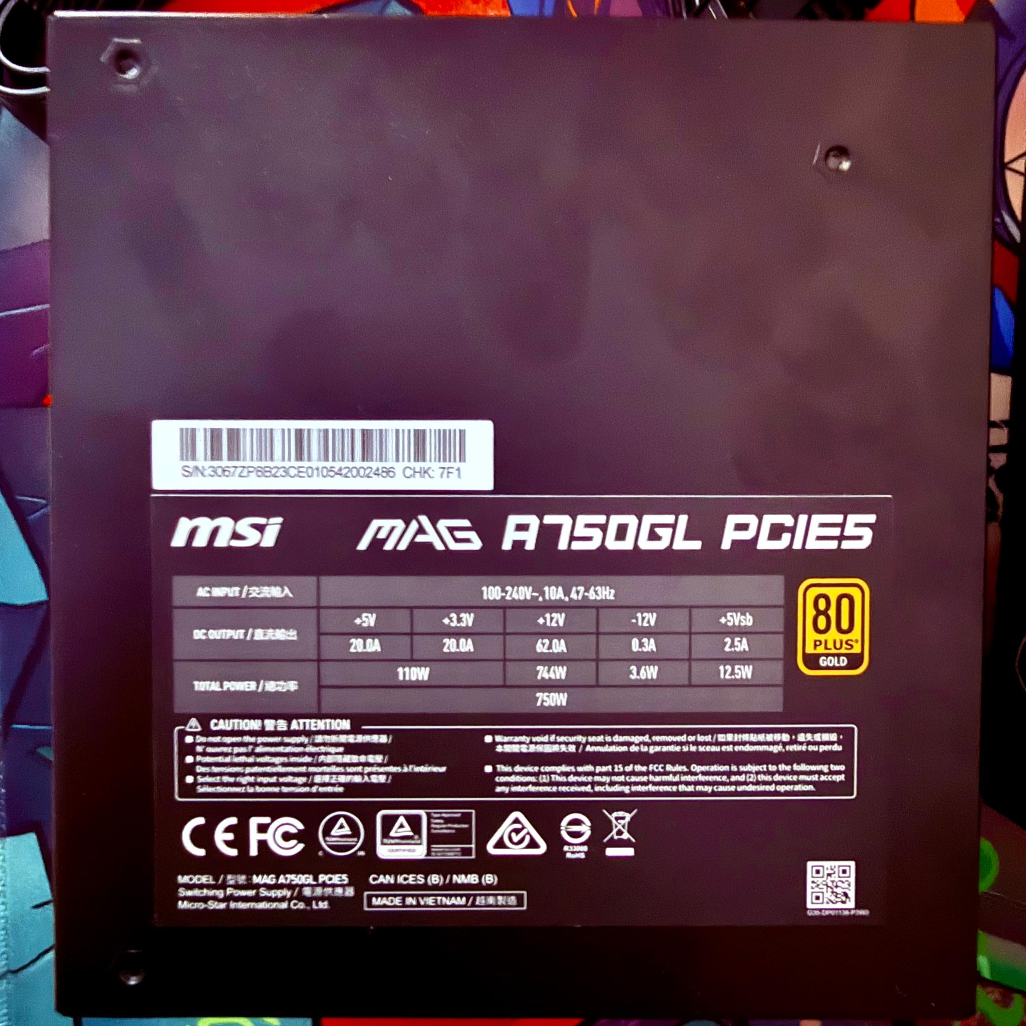 MSI MAG A750GL PCIE5 | Fully Modular Compact Gaming | 750W Power