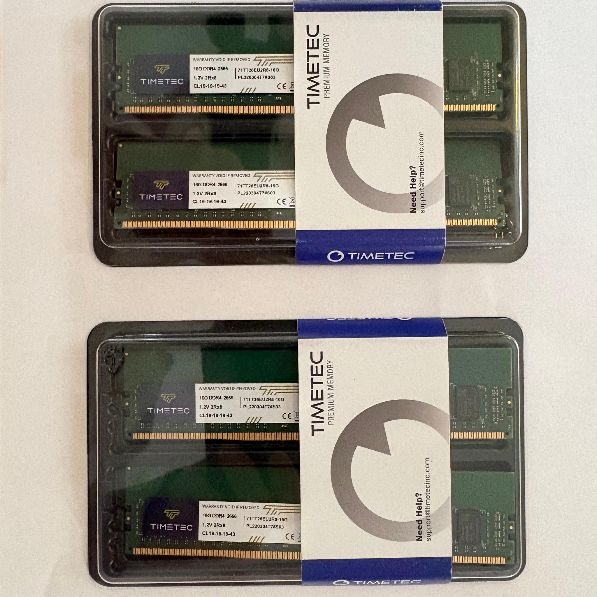Timetec 32GB Kit (2x16GB) DDR4 2666 ECC Unbuffered UDIMM PC4-21300 2Rx8