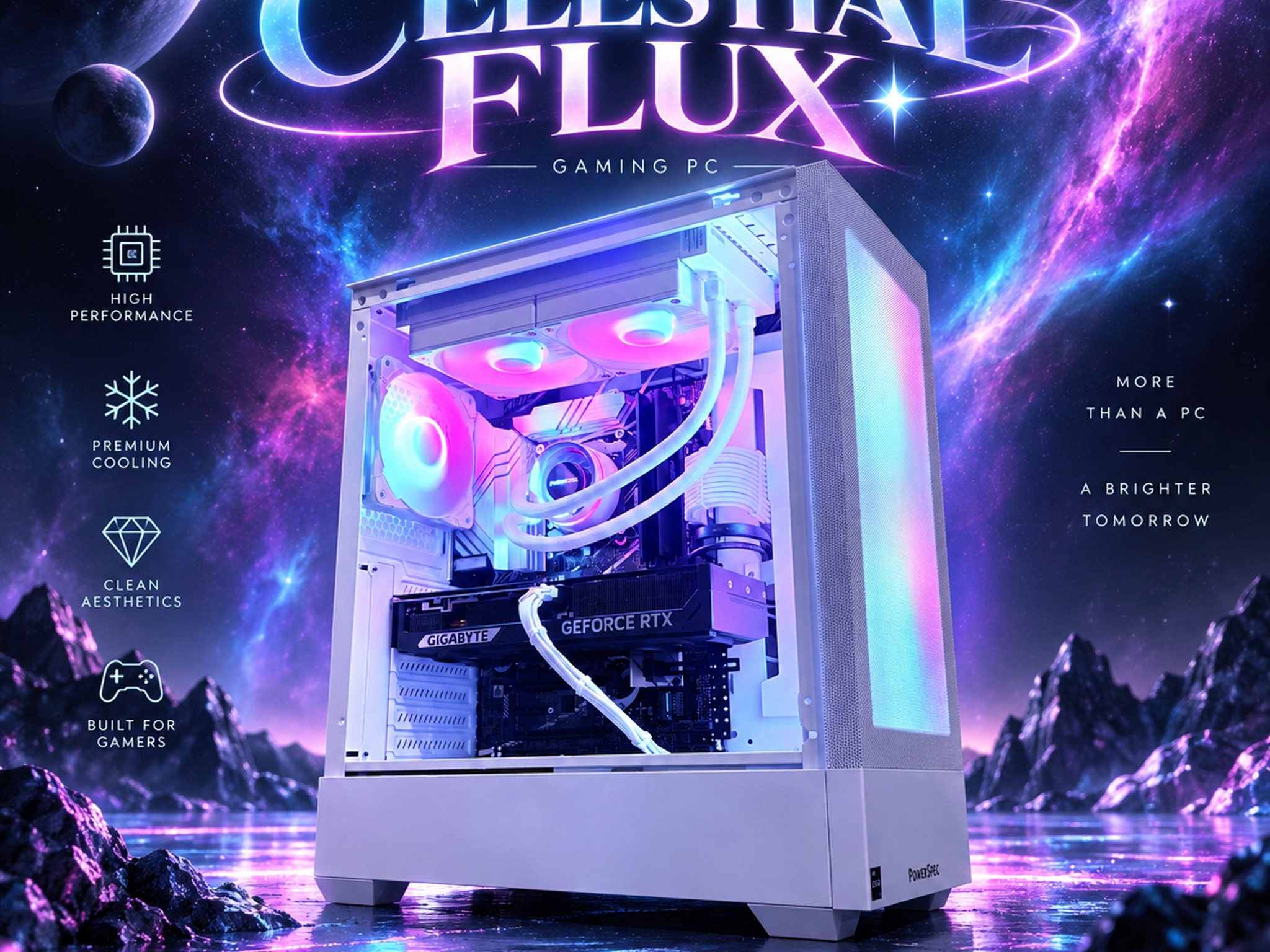🌈"Celestial Flux"⚪️ | 1440p Gaming | RTX 5070 | i7 14700KF | 32GB DDR5 | 1TB SSD | Free Shipping
