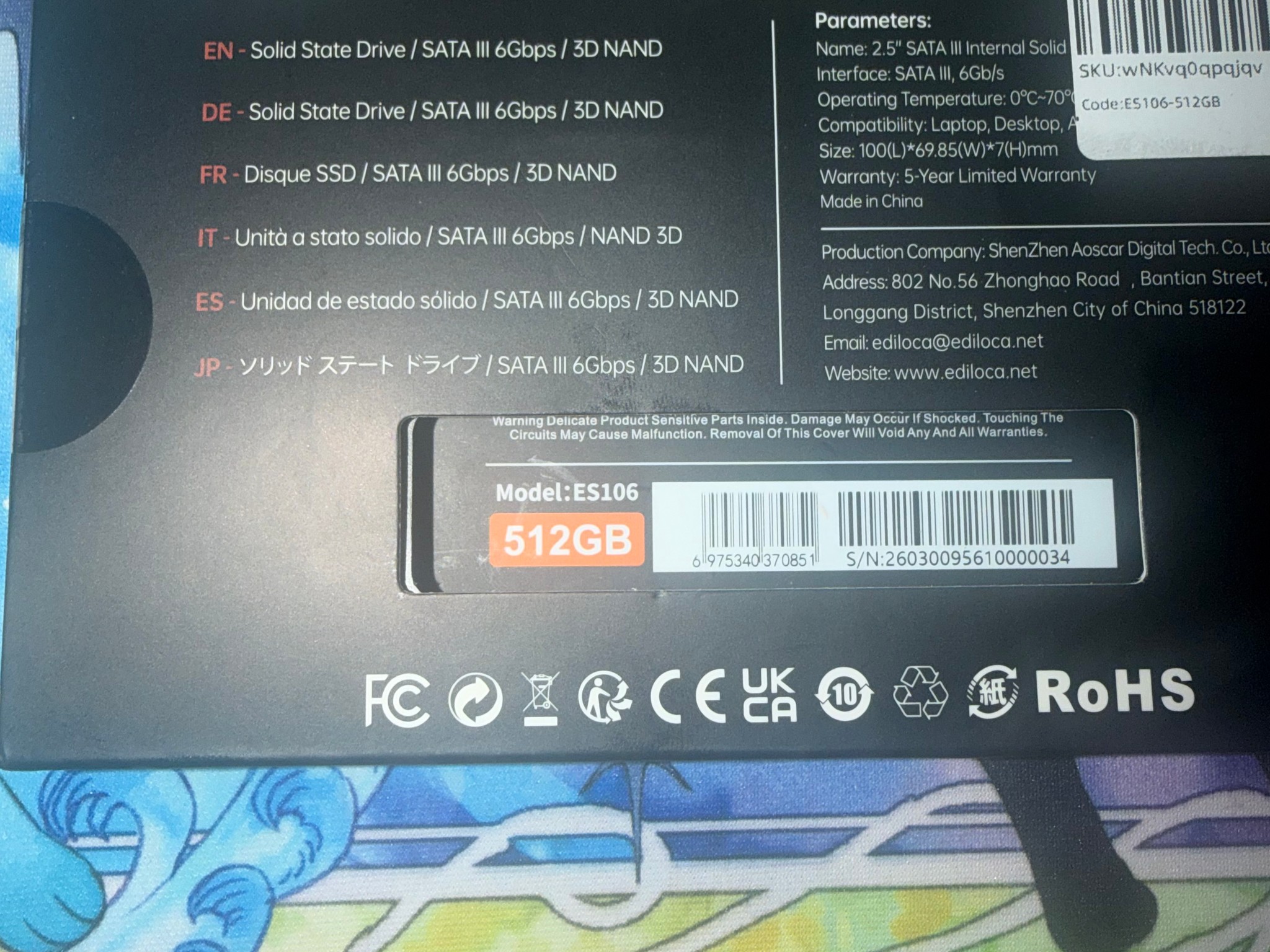 Ediloca ES106 2.5” sata 512 GB