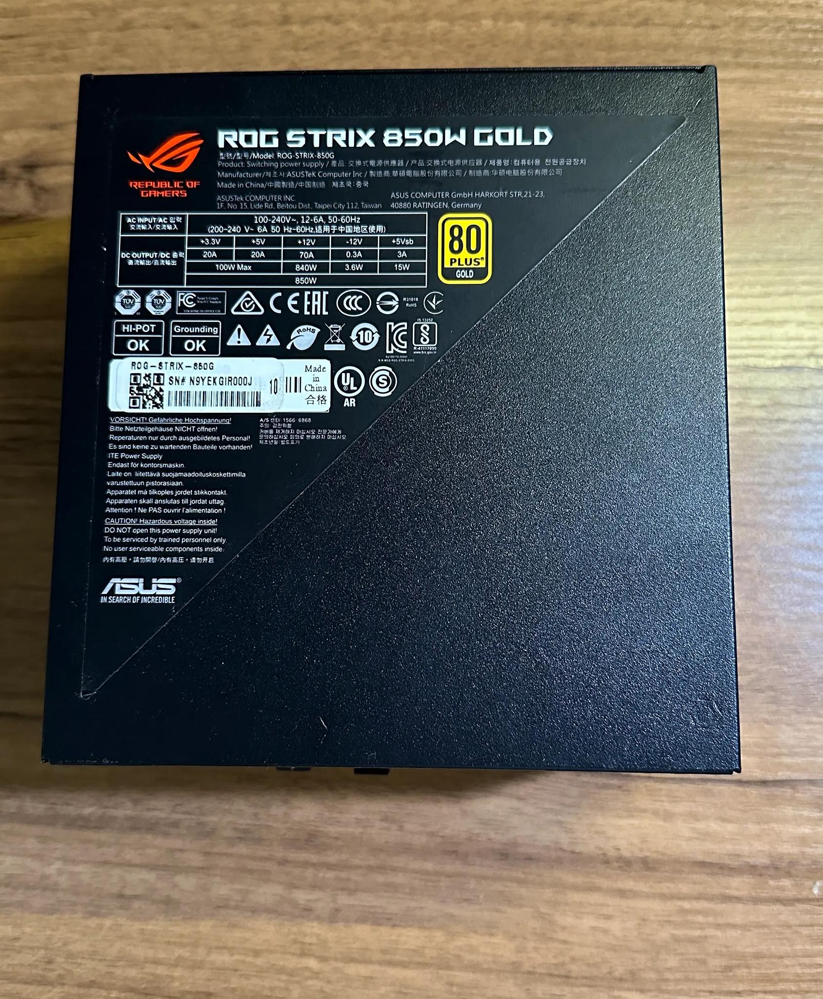 ASUS ROG-STRIX-850G 850W 80+ Gold ATX Modular Power Supply PSU W/ Cables