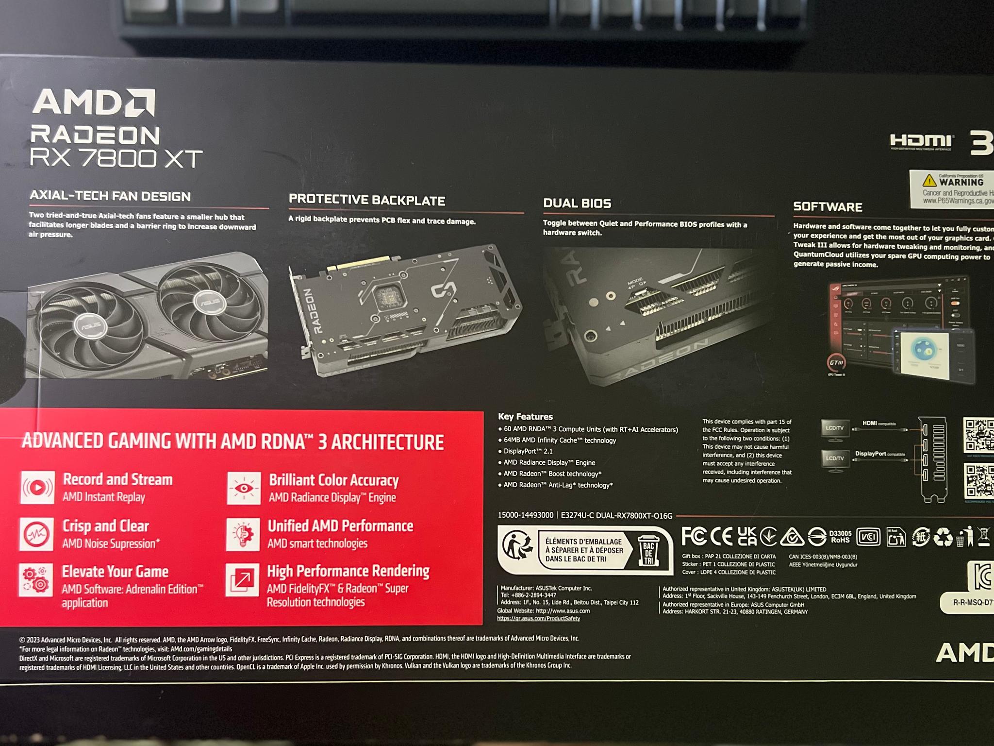 ASUS RX 7800 XT Dual Radeon OC Edition 16GB GDDR6