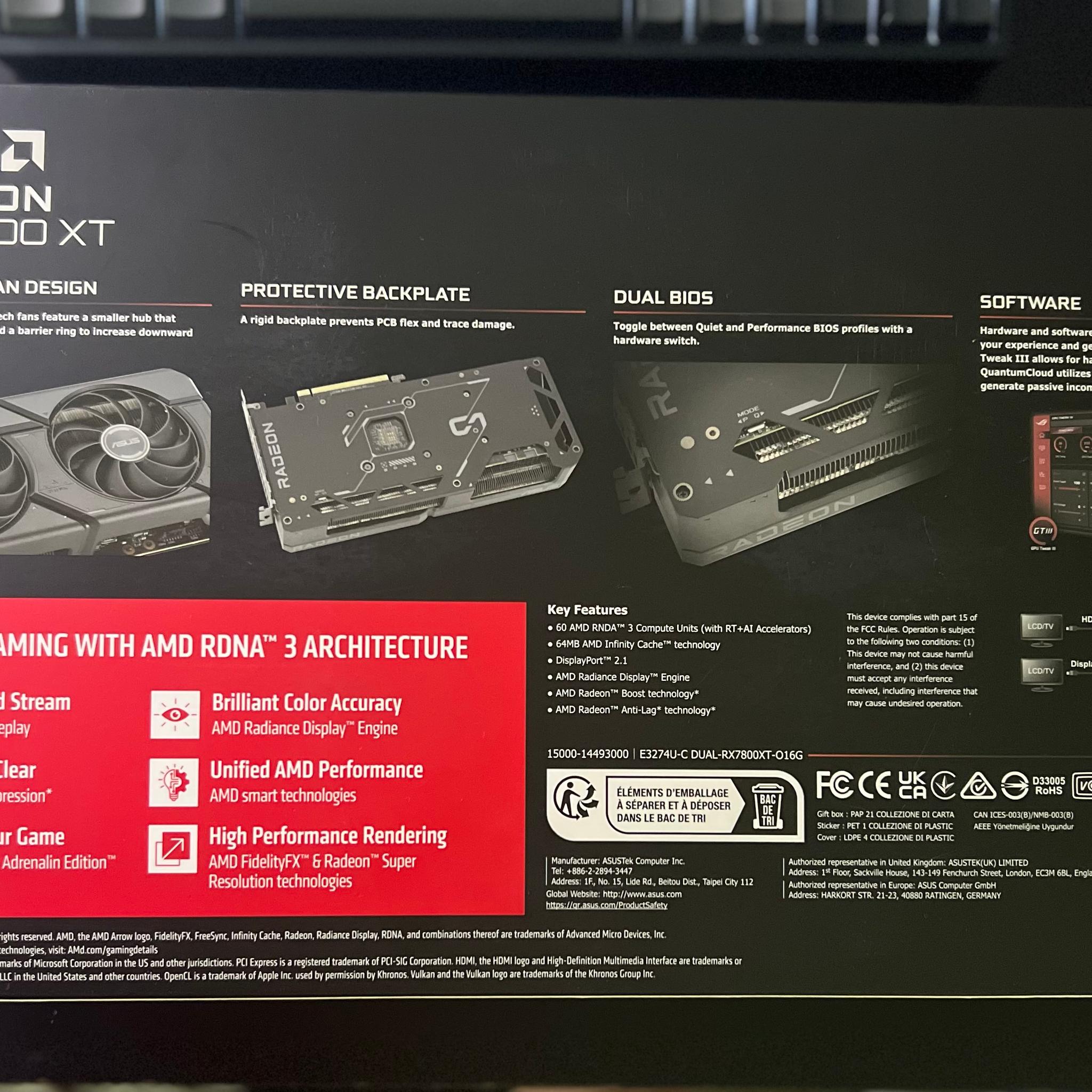 ASUS RX 7800 XT Dual Radeon OC Edition 16GB GDDR6