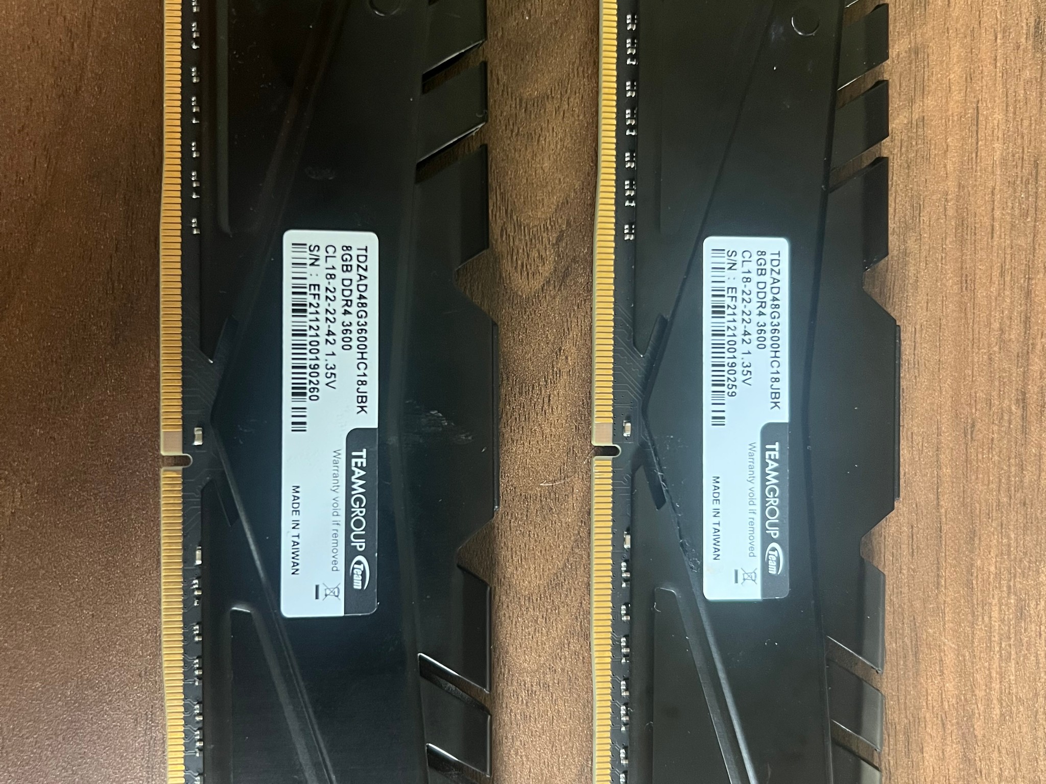 TFORCE Vulcan 16gb (8x2) 3600mhz DDR4