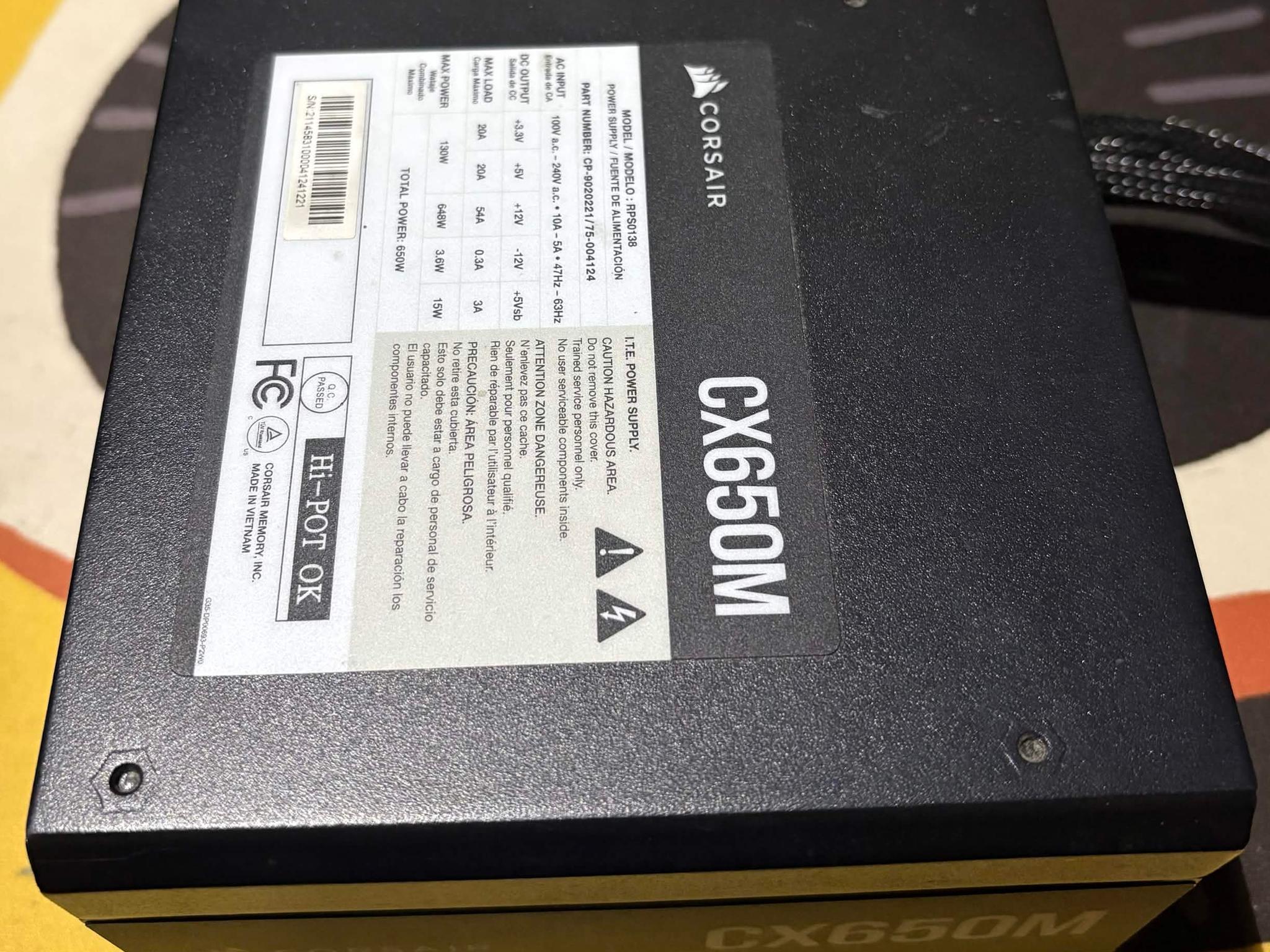Corsair CX650M 650W 80+ Bronze Semi Modular PSU w/ Cables