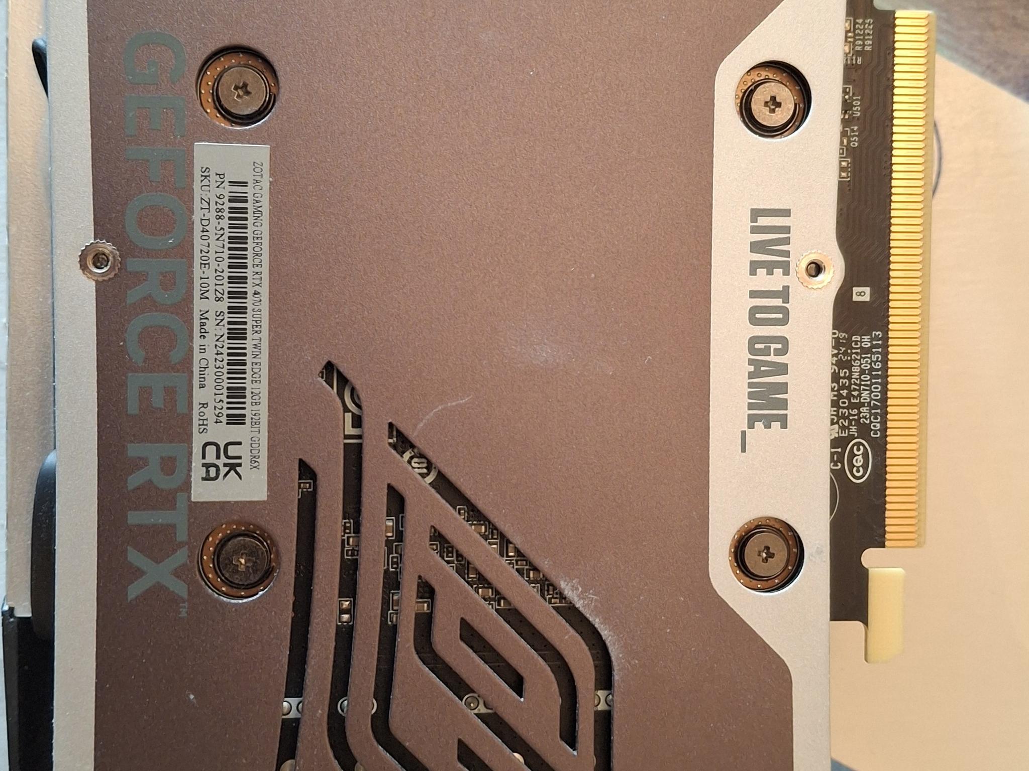 Great Condition Black and Silver Zotac Gaming RTX 4070 Super