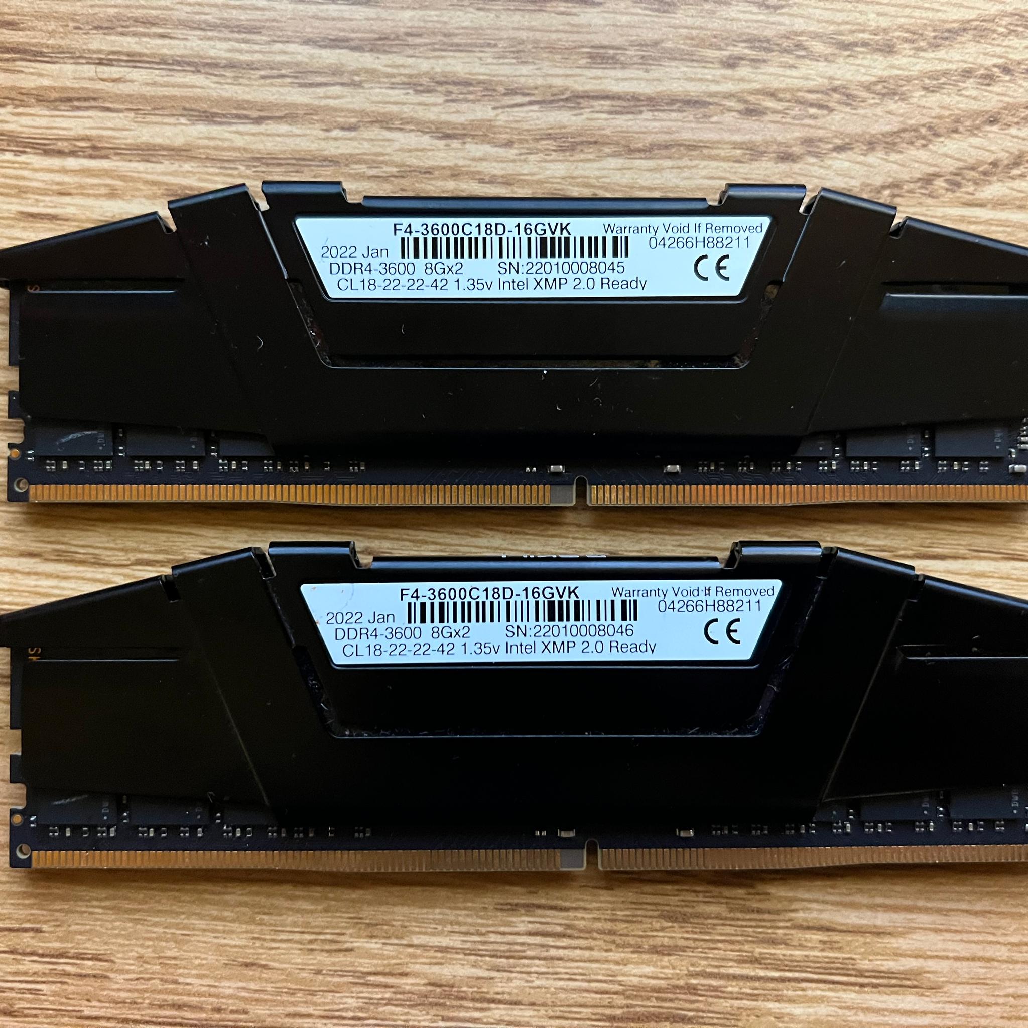 16GB (2x8GB) DDR4-3600MHz CL18 G.SKILL RAM Memory