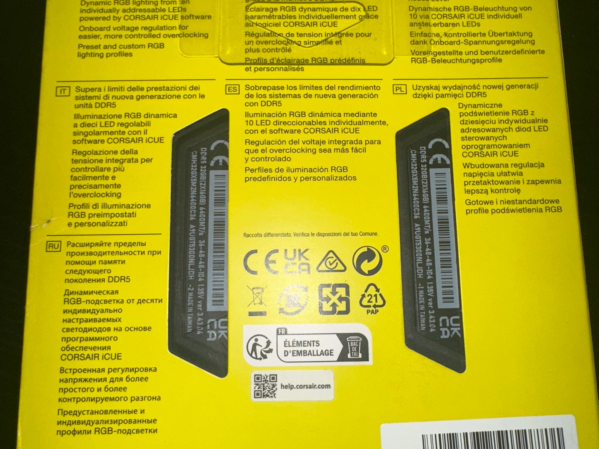 CORSAIR Vengeance RGB DDR5 RAM 32GB (2x16GB) Up to 6400MHz CL36-48-48-104 1.35V
