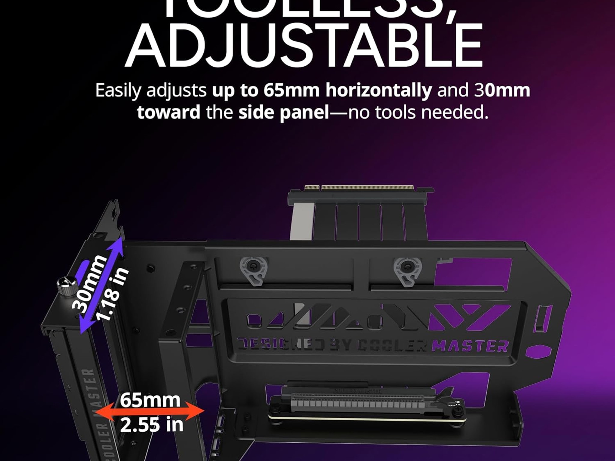 Cooler Master Vertical GPU Holder Kit V3 for E-ATX ATX mATX PC Case & PCI-E 4.0 Devices Black