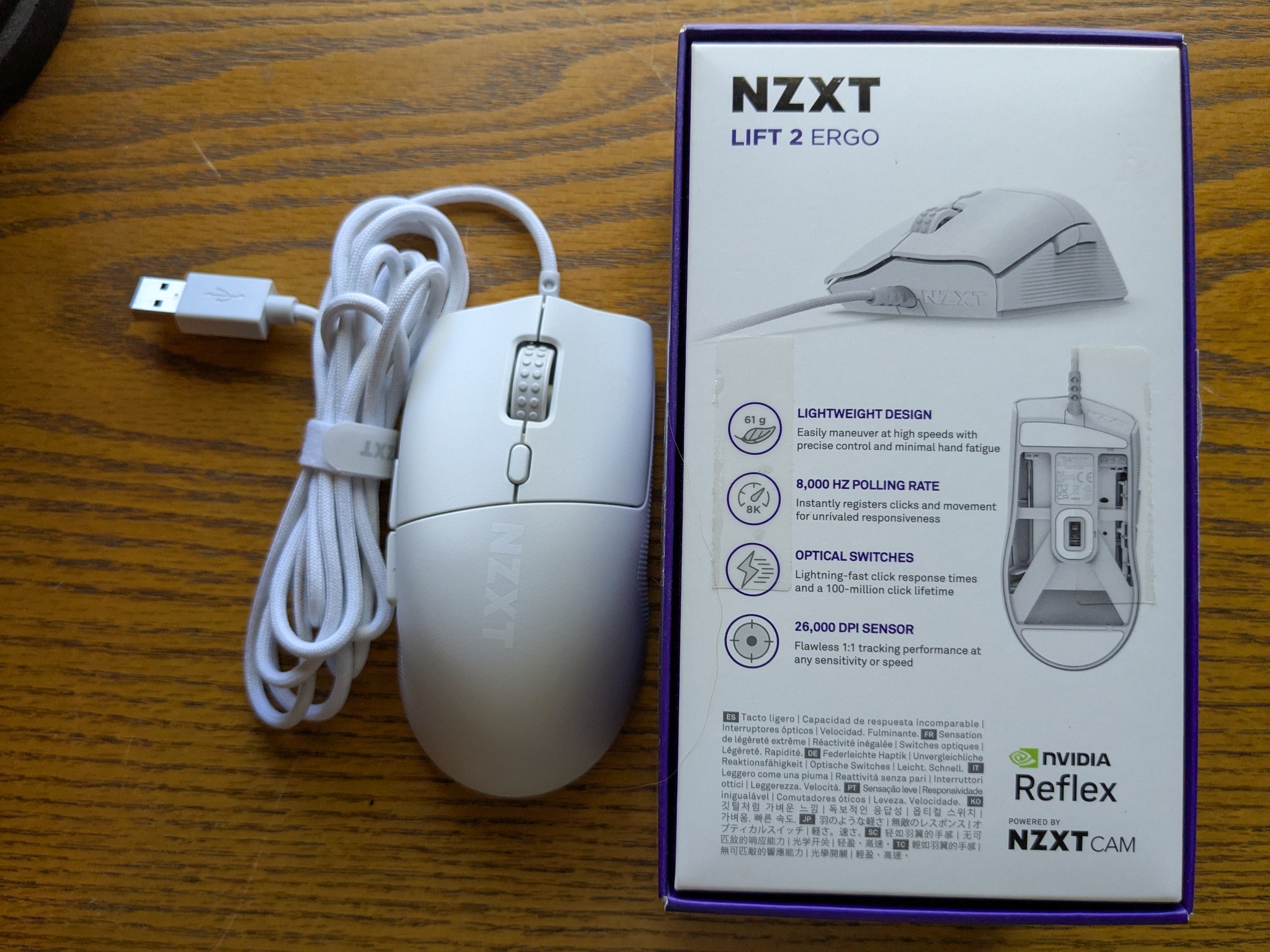 NZXT Lift 2 Ergo 8000 Hz Polling, 61g, PixArt PMW3395