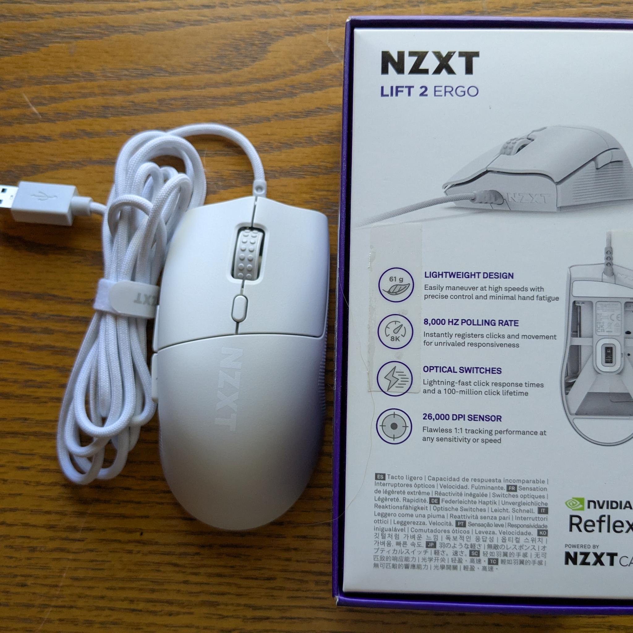 NZXT Lift 2 Ergo 8000 Hz Polling, 61g, PixArt PMW3395
