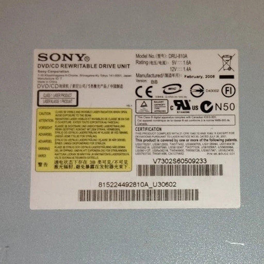 VTG 5.25" Sony CD±R CD±RW DVD±R DVD±RW Optical Drive IDE PATA Model DRU-810A