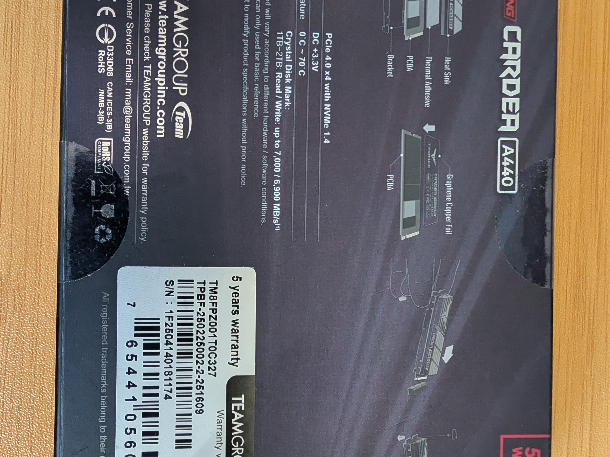 [BNIB]T-Force CARDEA A440 1TB Gen4 NVMe SSD – 7000MB/s, DRAM, Heatsink (PS5 Ready)
