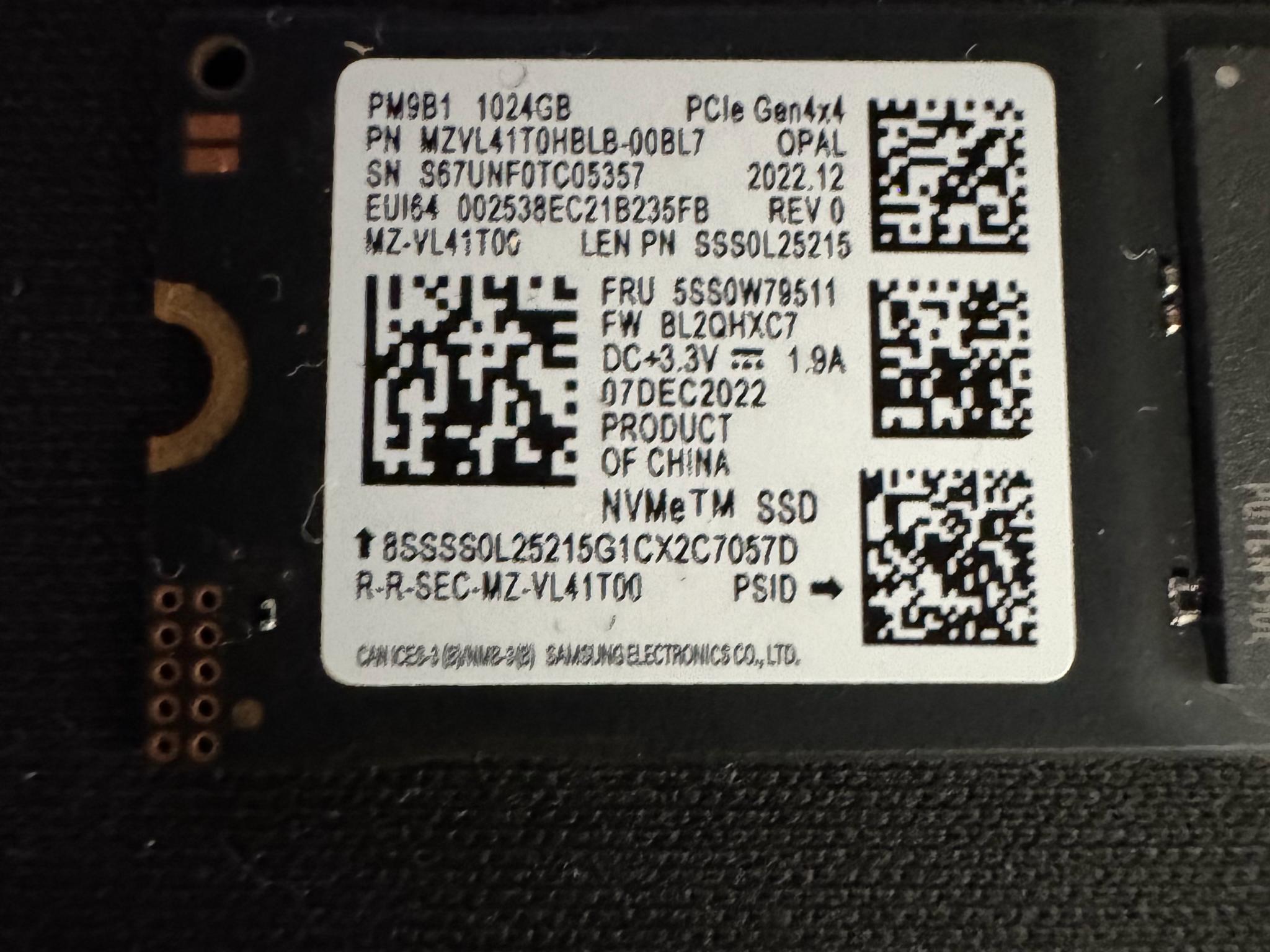 Samsung 1tb NVME SSD