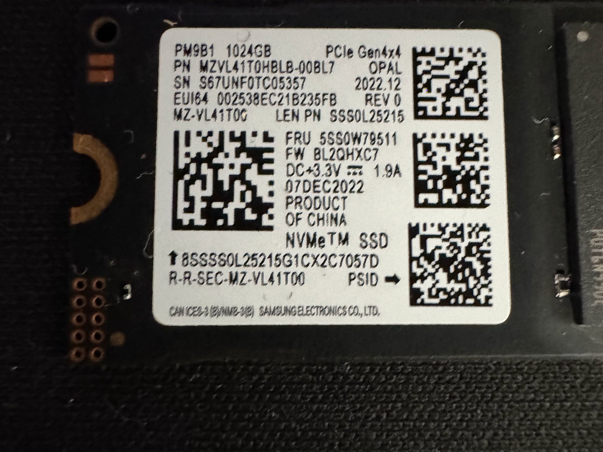 Samsung 1tb NVME SSD