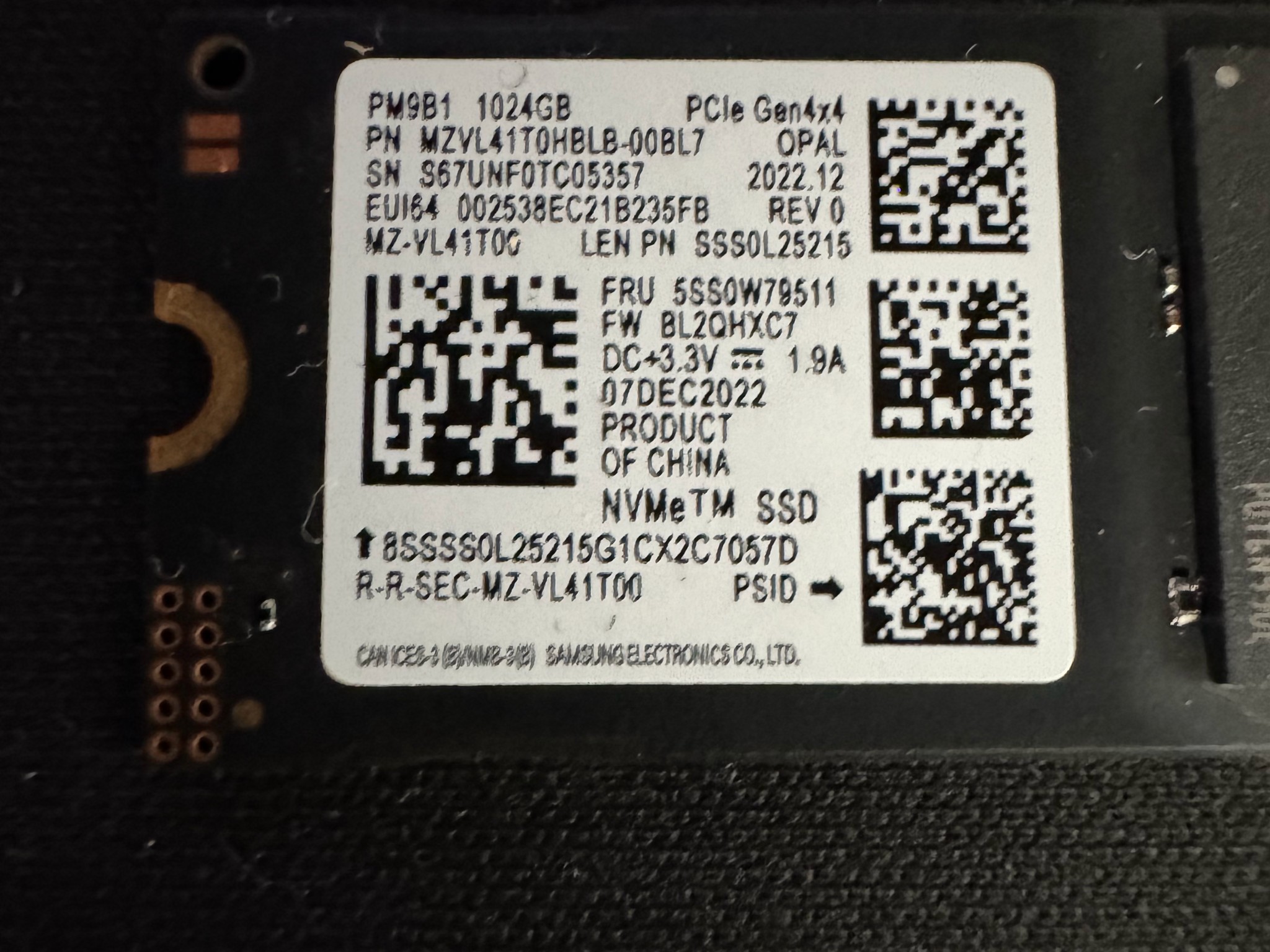 Samsung 1tb NVME SSD