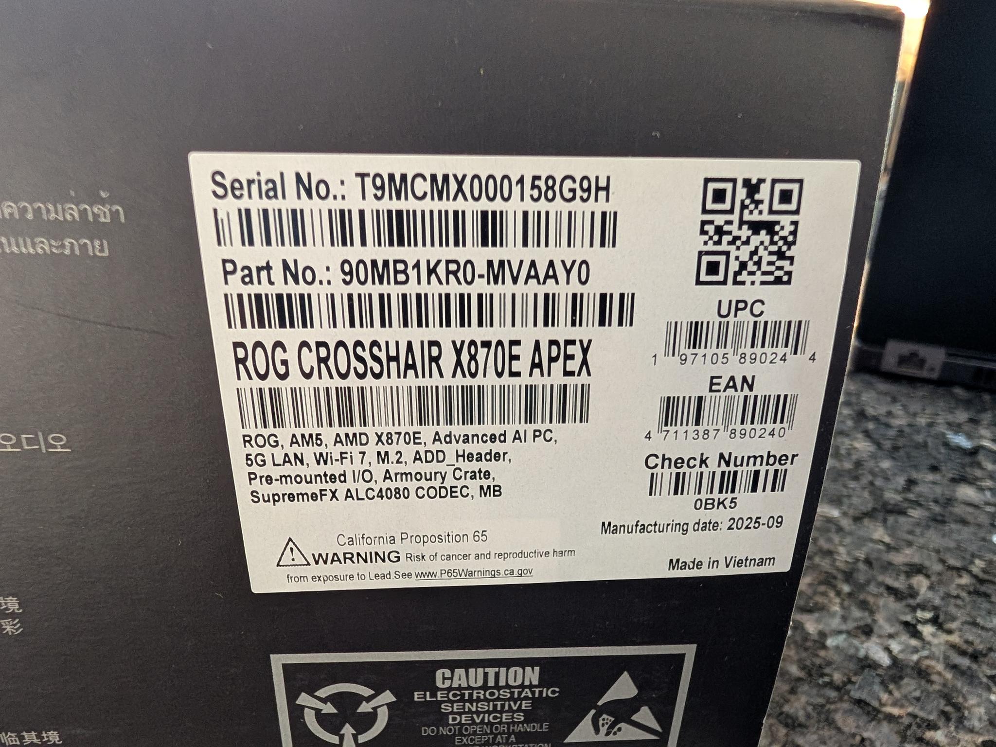 🔴 BRAND NEW 🔴 ASUS ROG Crosshair X870E APEX - Ultimate OC Motherboard AMD AM5 ATX Wi-Fi 7