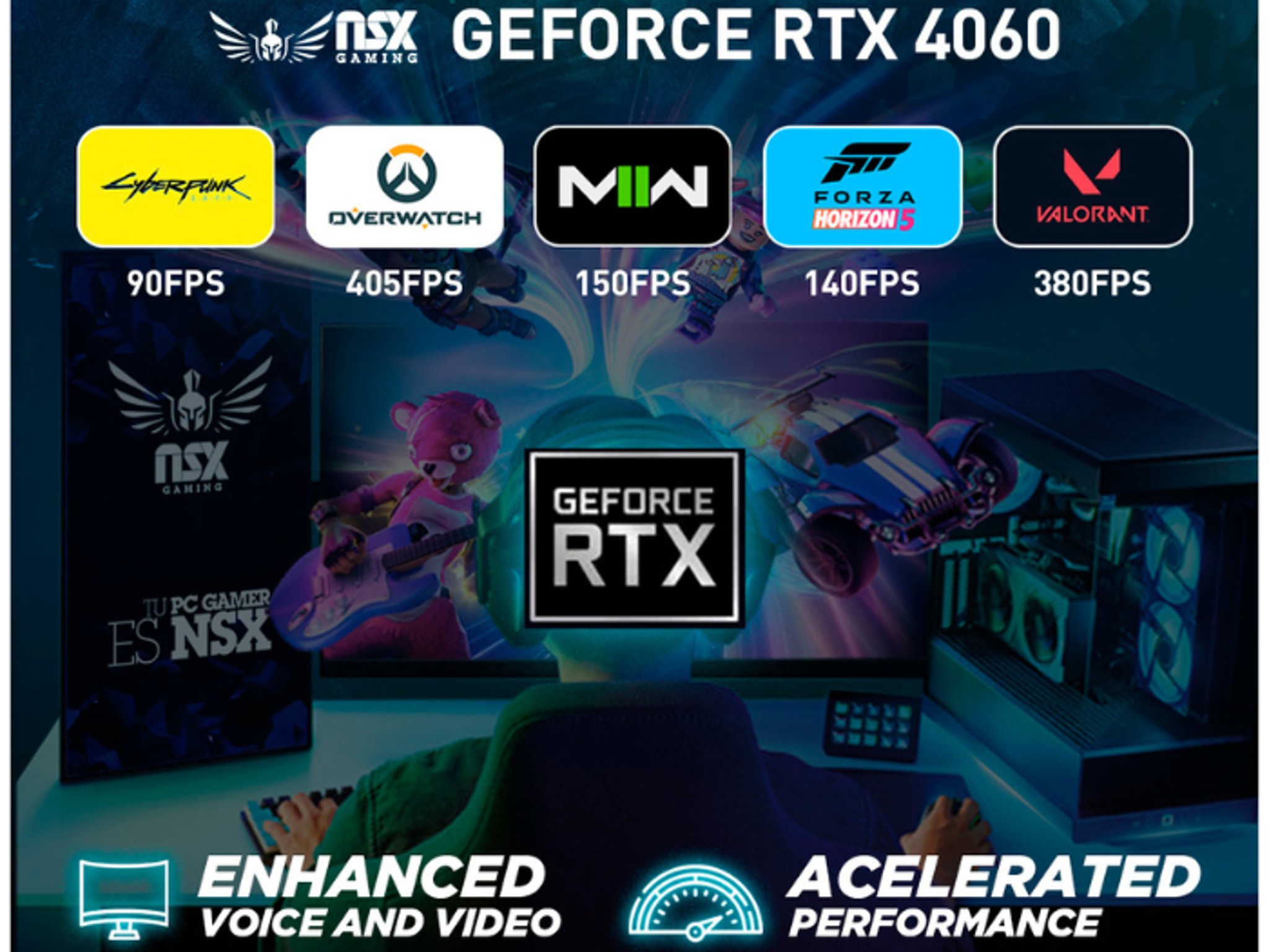NSX Gaming AMD Ryzen 5 5600X, RTX 4060, 32GB RGB RAM, 1TB NVMe SSD, 650W PSU, WiFi – White Case