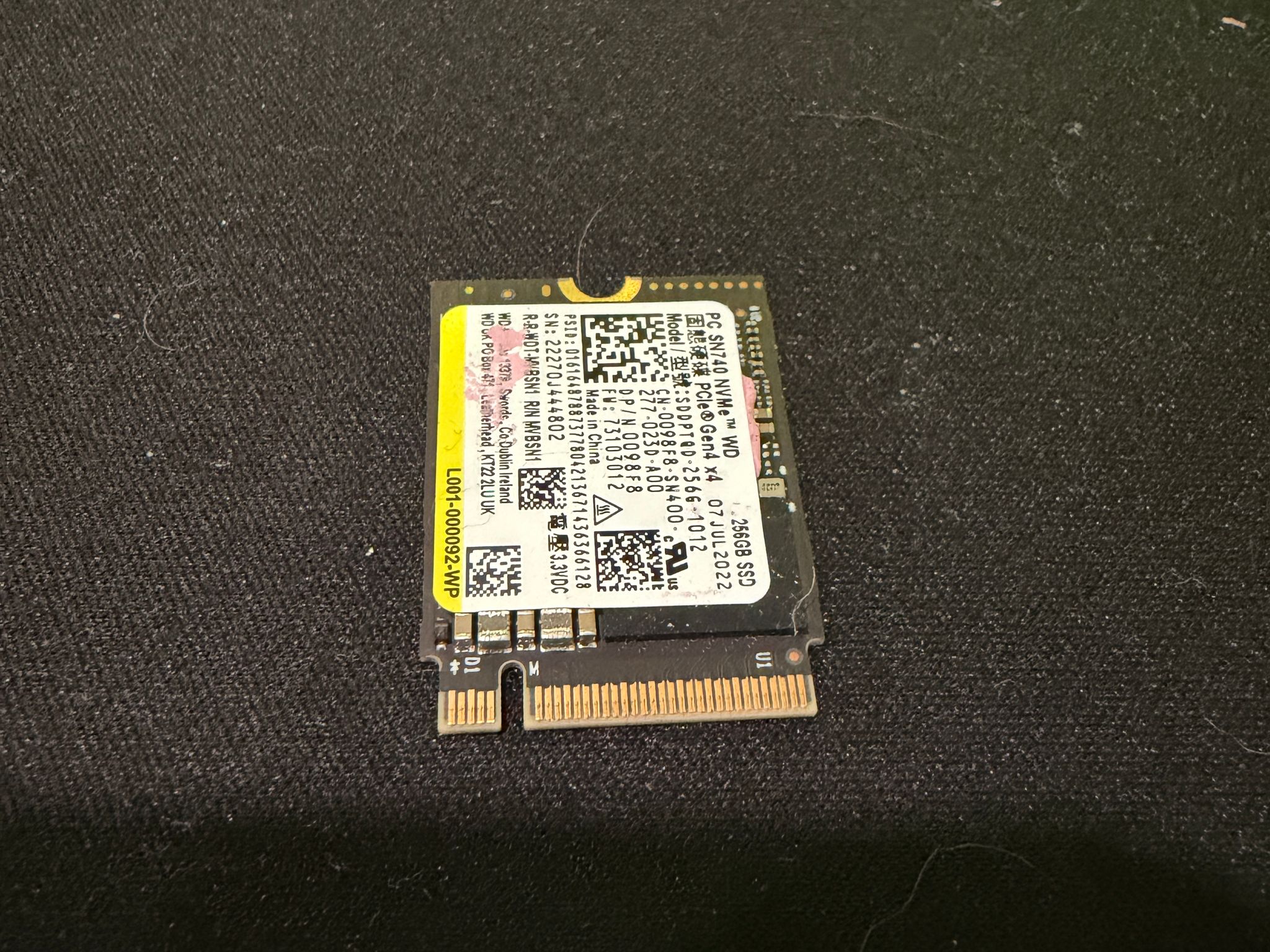 Western Digital 256gb 2230 NVMe drive Gen 4