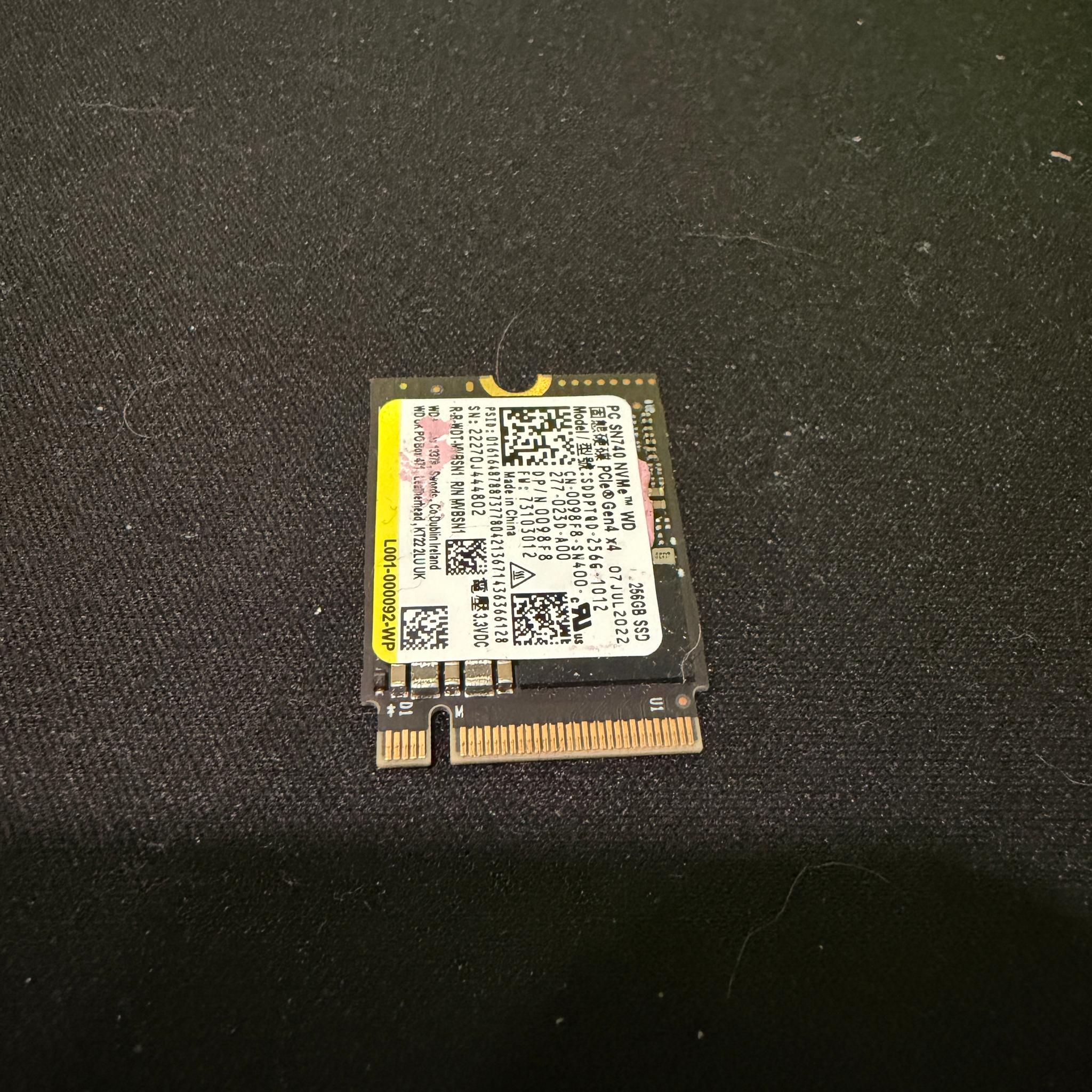 Western Digital 256gb 2230 NVMe drive Gen 4