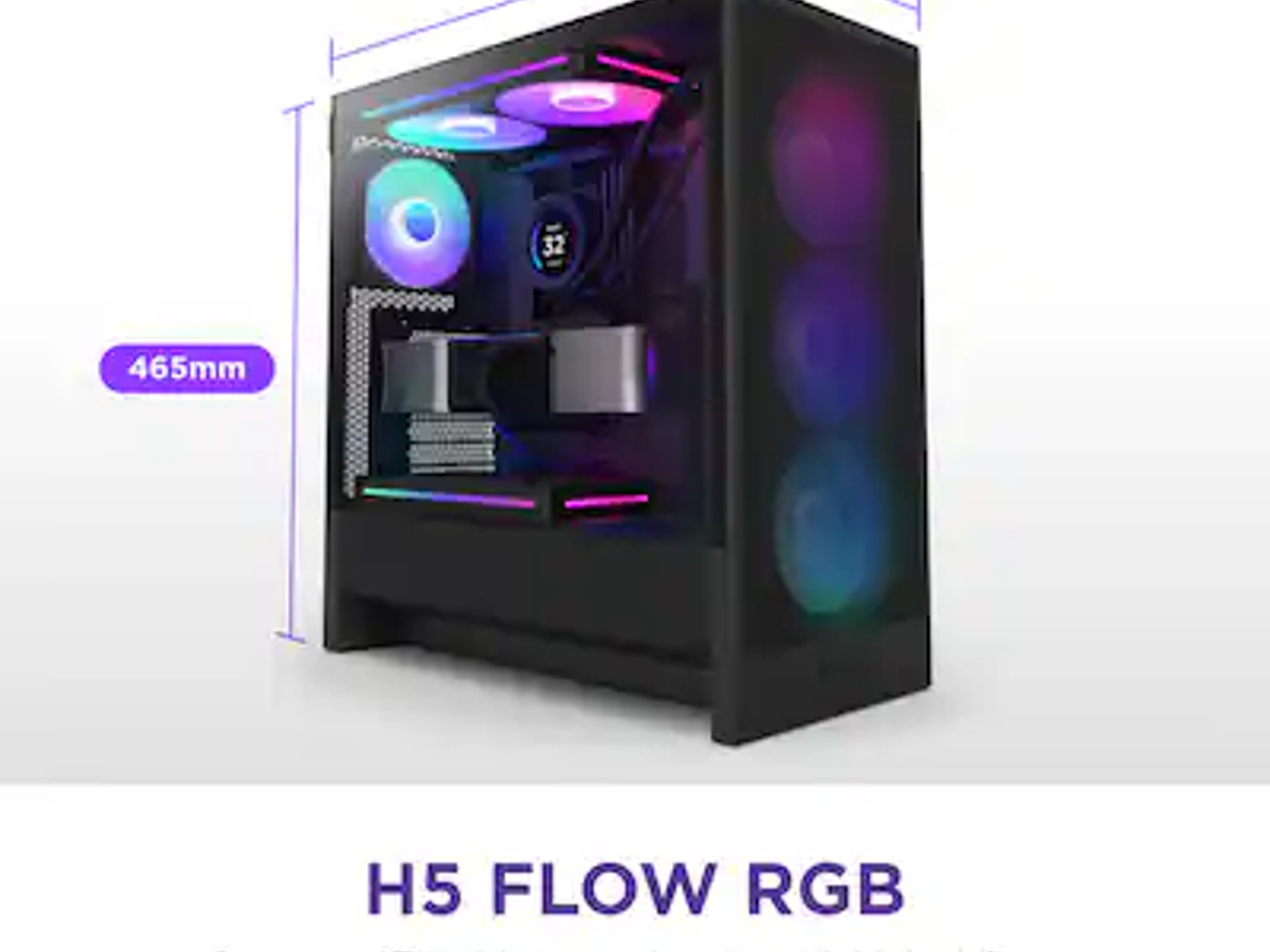 NZXT - H5 Flow RGB 2024 Compact ATX Mid-Tower Airflow PC Case - Black