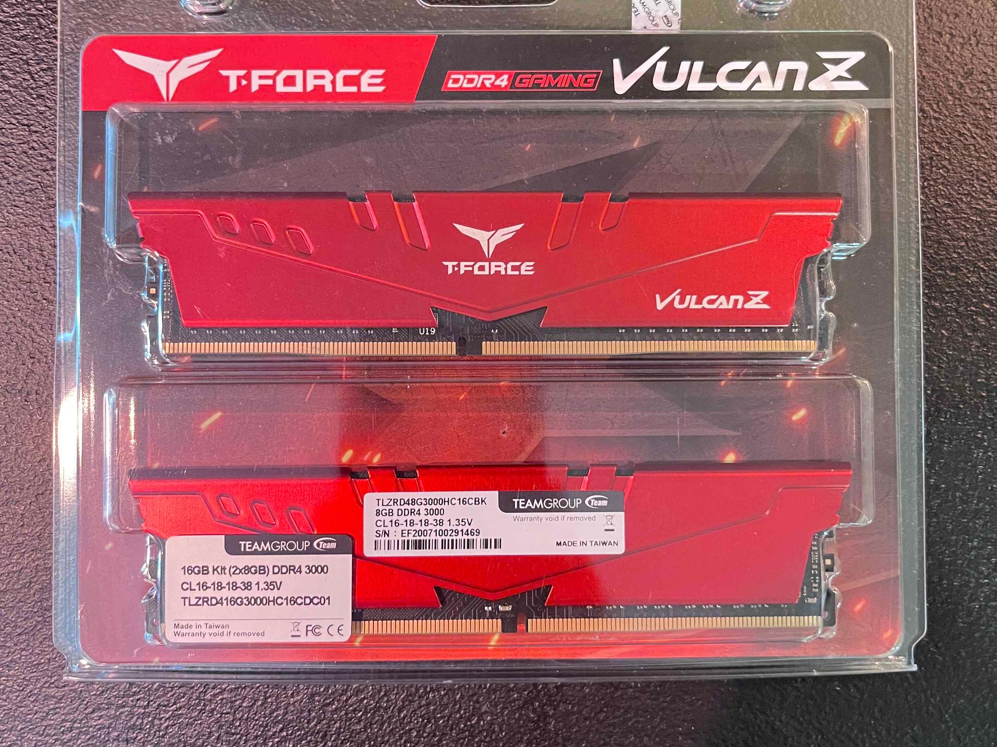TeamGroup T-Force Vulcan Z DDR4 16GB Kit (2x8GB) 3000MHz Red