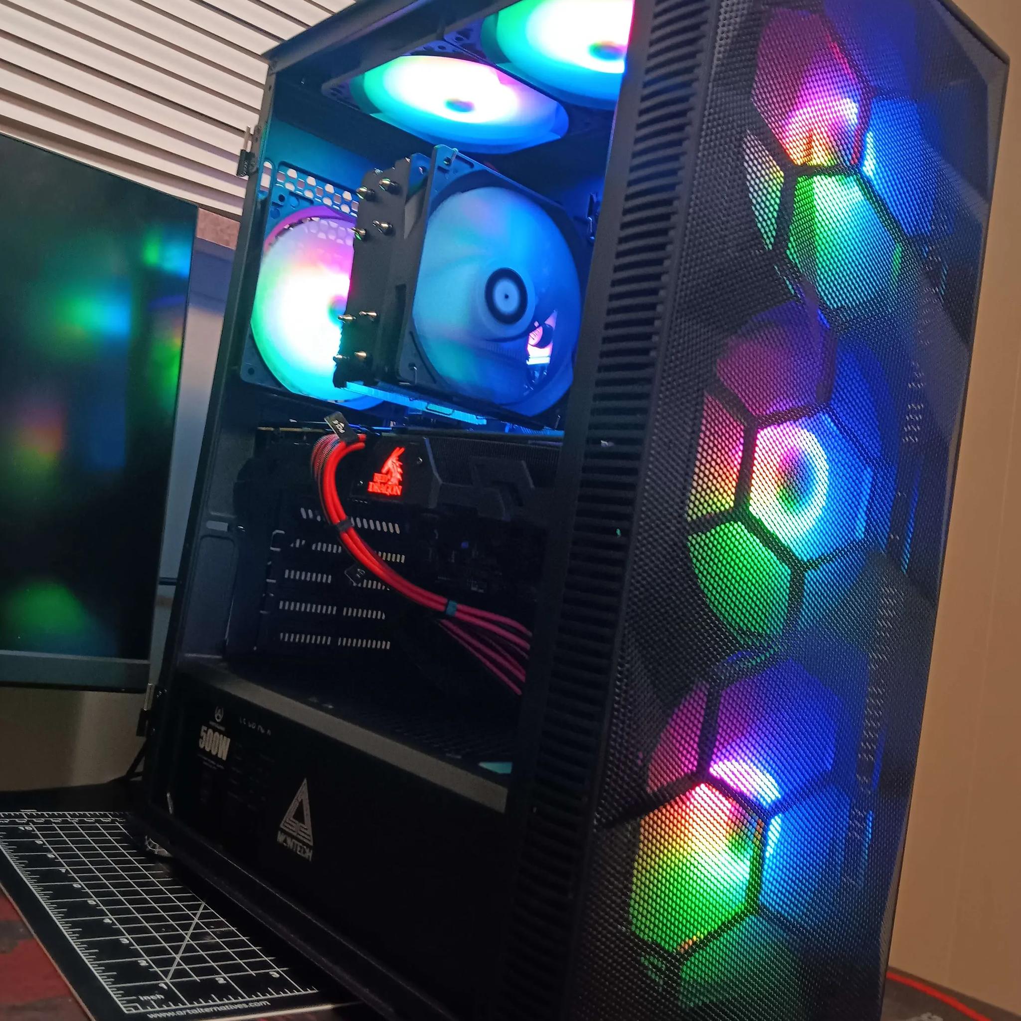 | Black RGB GAMING PC | Ryzen 5 2600x|RedDragon Vega56(UV'd & OC'd)|16gb DDR4 RAM|500g SSD Storage