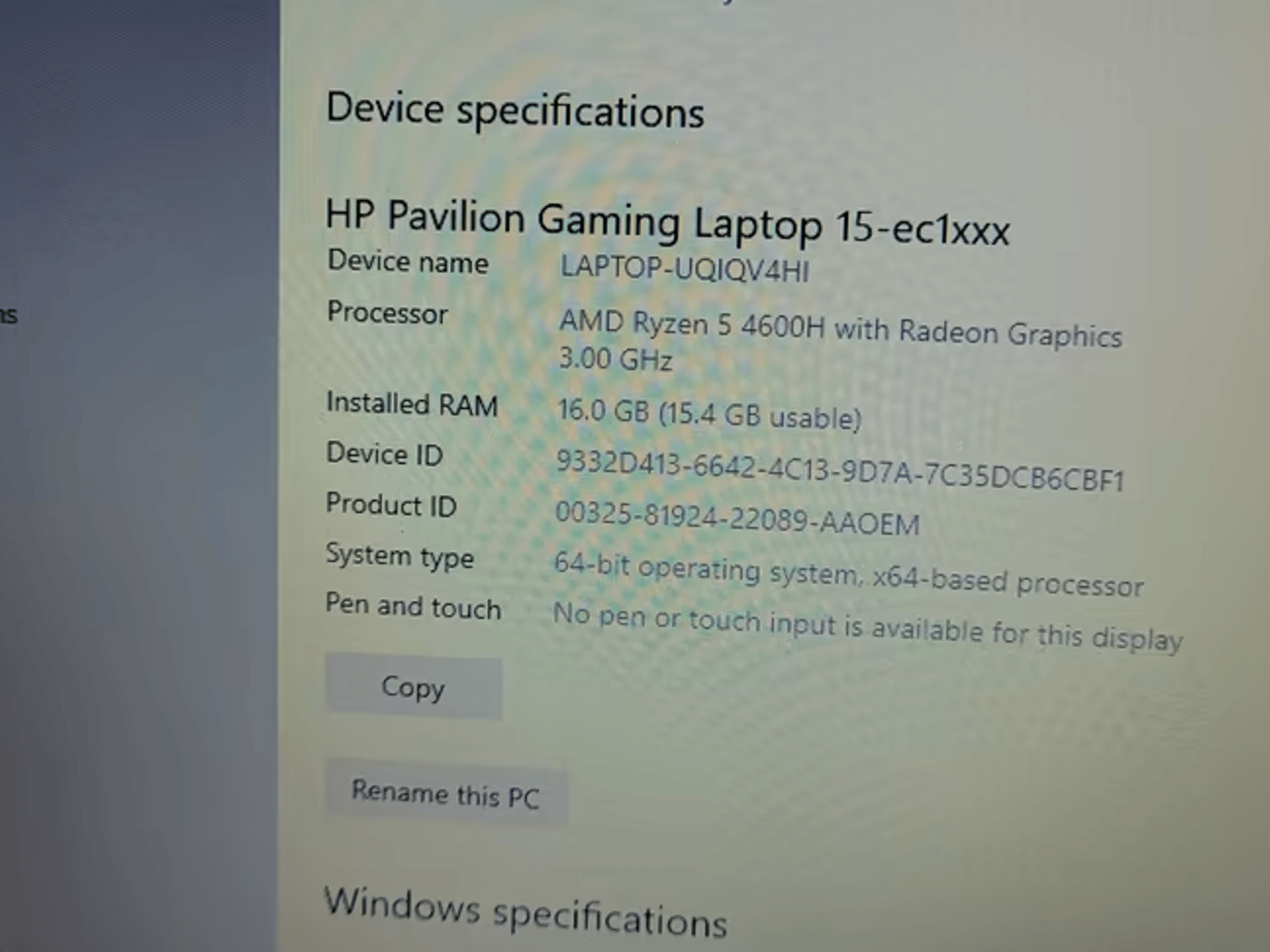 HP PAVILLION 15.6 RYZEN 5 16gb ram 256gb ssd 1tb 2.5 drive